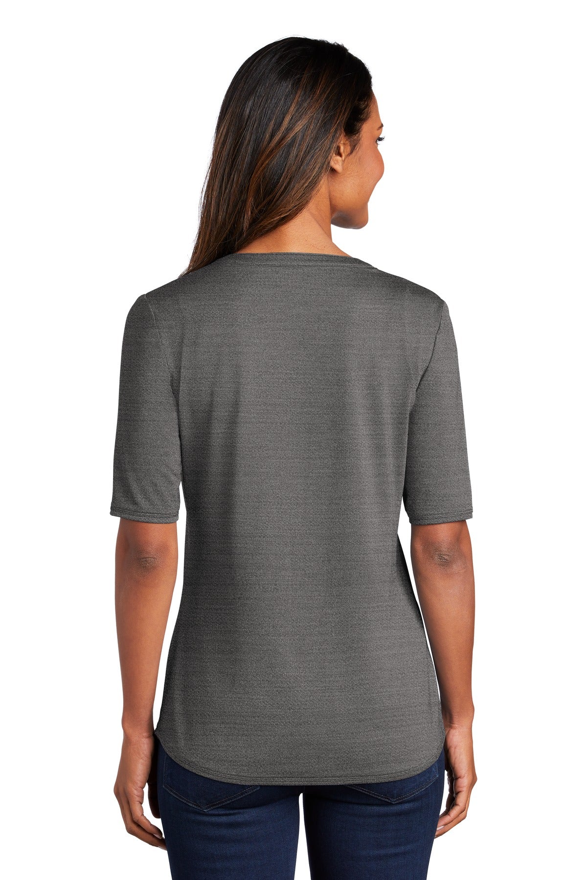 Port Authority Women's Stretch Heather Open Neck Top LK583 Womens Apparel Shirts & Tops