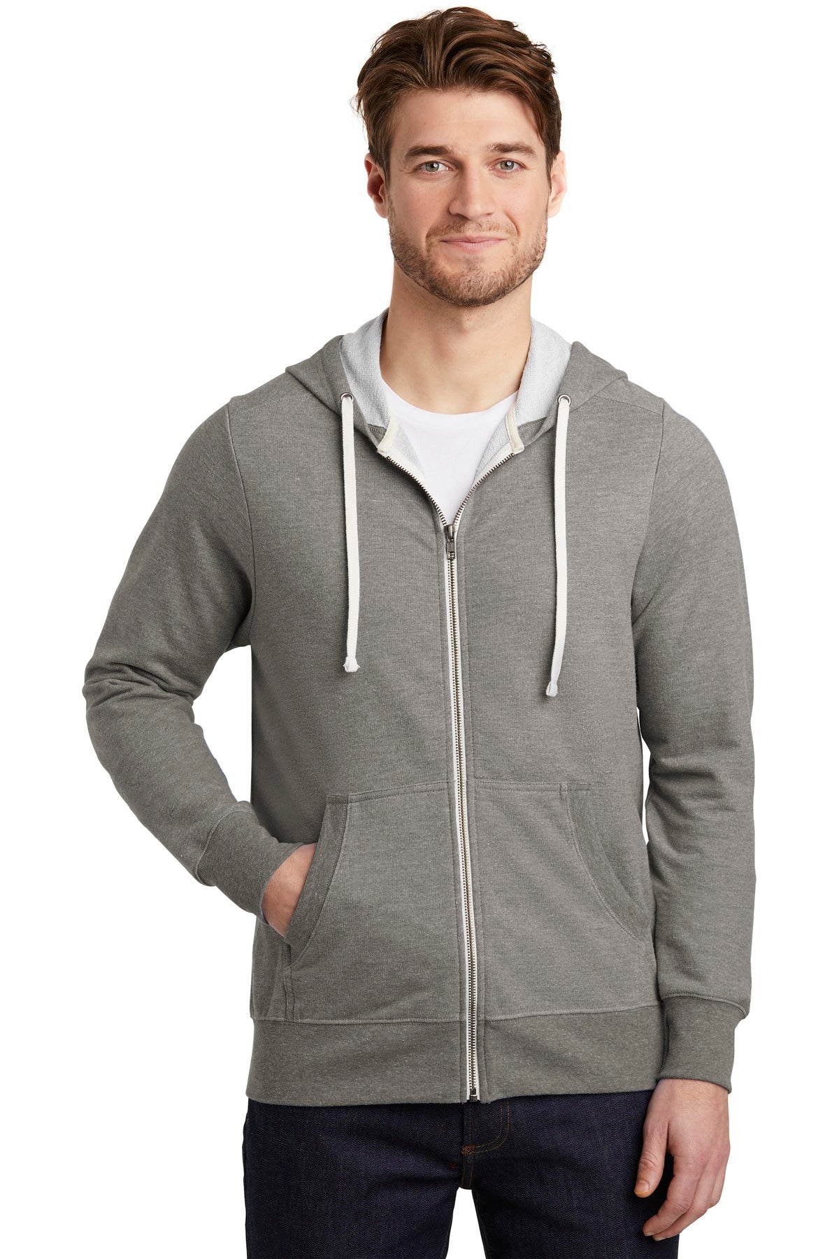 District Perfect Tri French Terry Full-Zip Hoodie. DT356 Mens Apparel Sweatshirts & Fleece