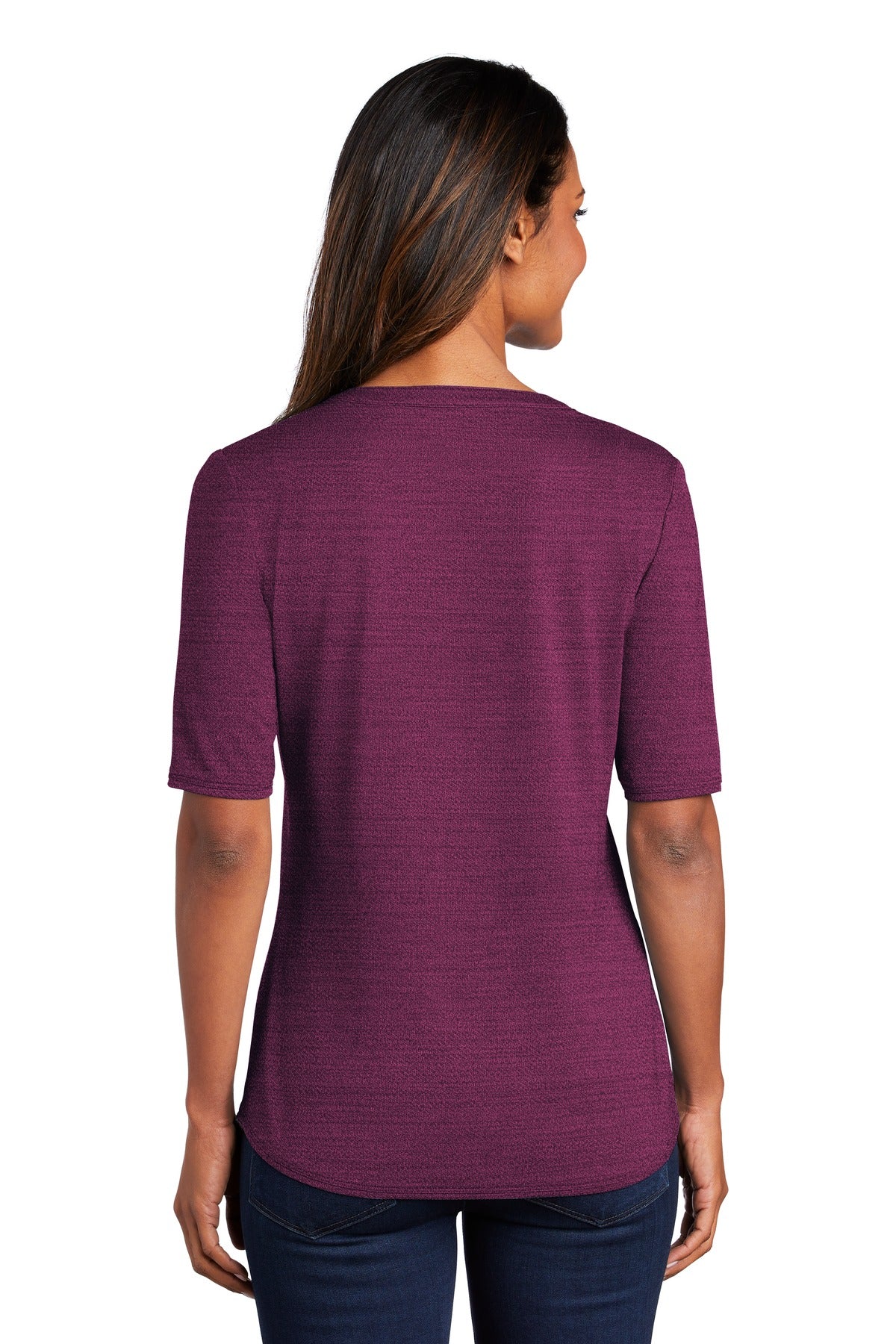 Port Authority Women's Stretch Heather Open Neck Top LK583 Womens Apparel Shirts & Tops