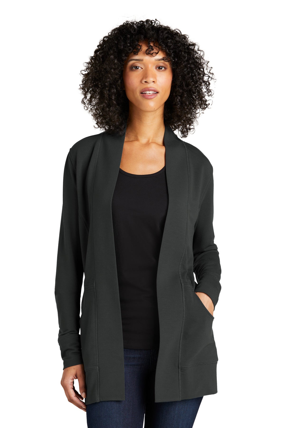 Port Authority Women's Microterry Cardigan LK825 Womens Apparel Sweatshirts & Fleece