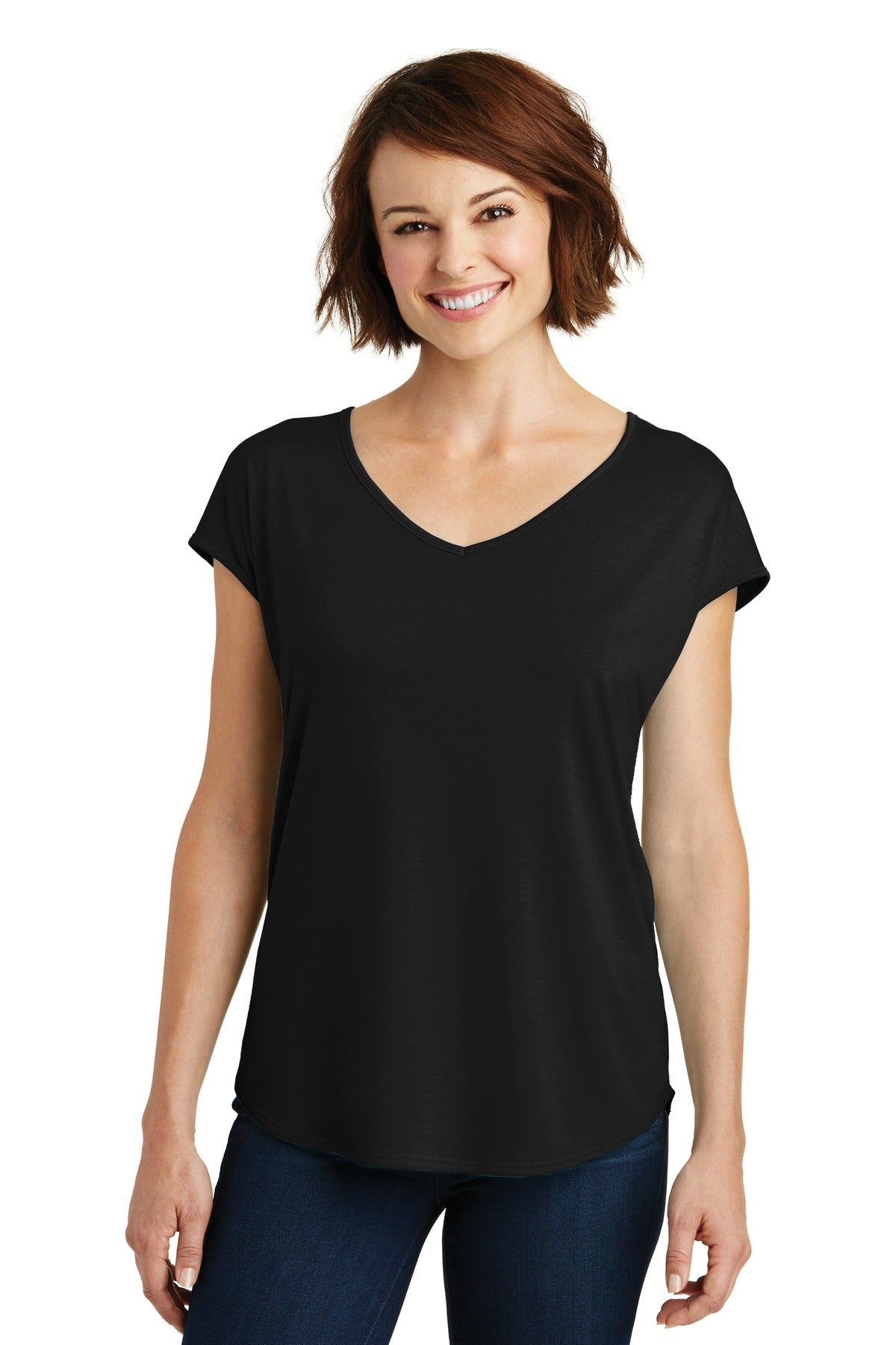 District Women's Drapey Cross-Back Tee. DM416 Womens Apparel Shirts & Tops