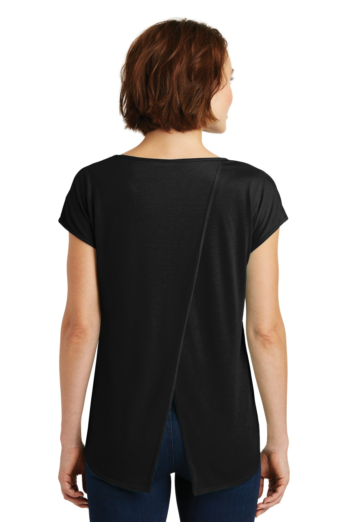District Women's Drapey Cross-Back Tee. DM416 Womens Apparel Shirts & Tops
