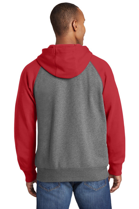 Sport-Tek Men's Raglan Colorblock Full-Zip Hooded Fleece Jacket Mens Apparel Sweatshirts & Fleece