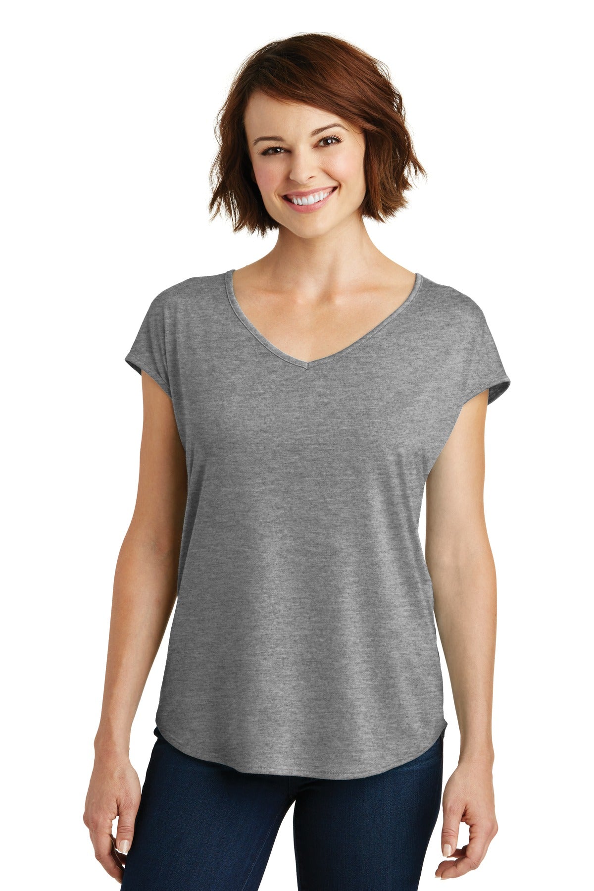 District Women's Drapey Cross-Back Tee. DM416 Womens Apparel Shirts & Tops