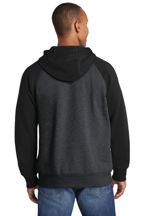 Sport-Tek Men's Raglan Colorblock Full-Zip Hooded Fleece Jacket Mens Apparel Sweatshirts & Fleece