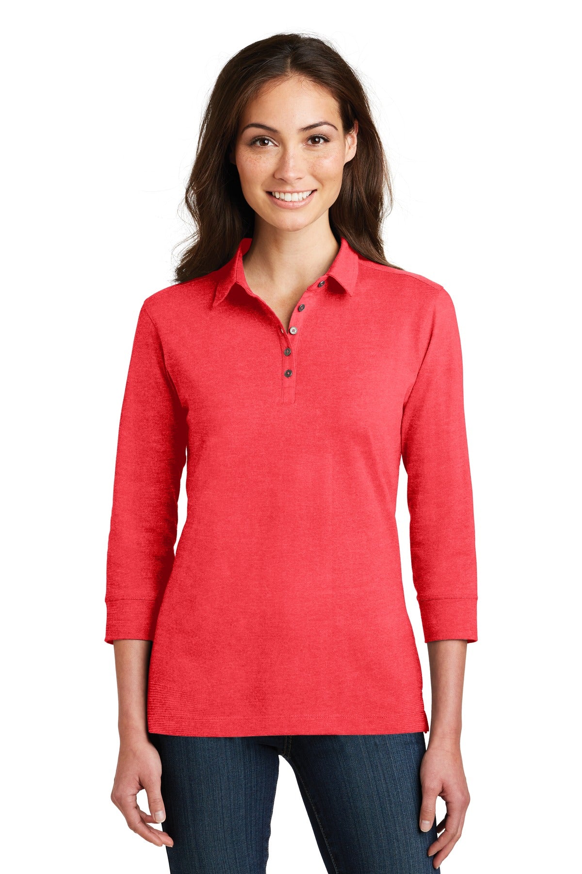 Port Authority Women's 3/4-Sleeve Meridian Cotton Blend Polo. L578 Womens Apparel Shirts & Tops