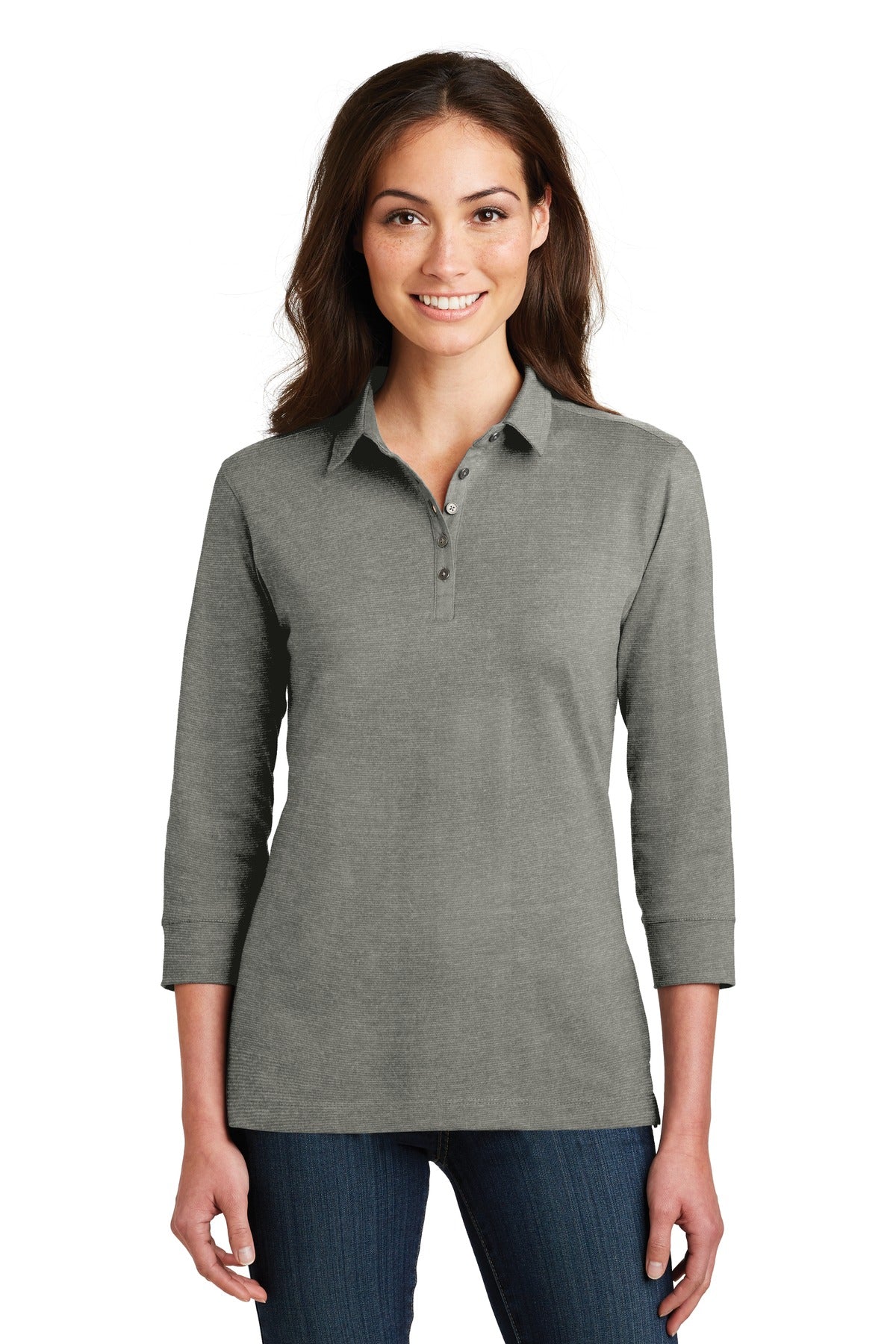 Port Authority Women's 3/4-Sleeve Meridian Cotton Blend Polo. L578 Womens Apparel Shirts & Tops