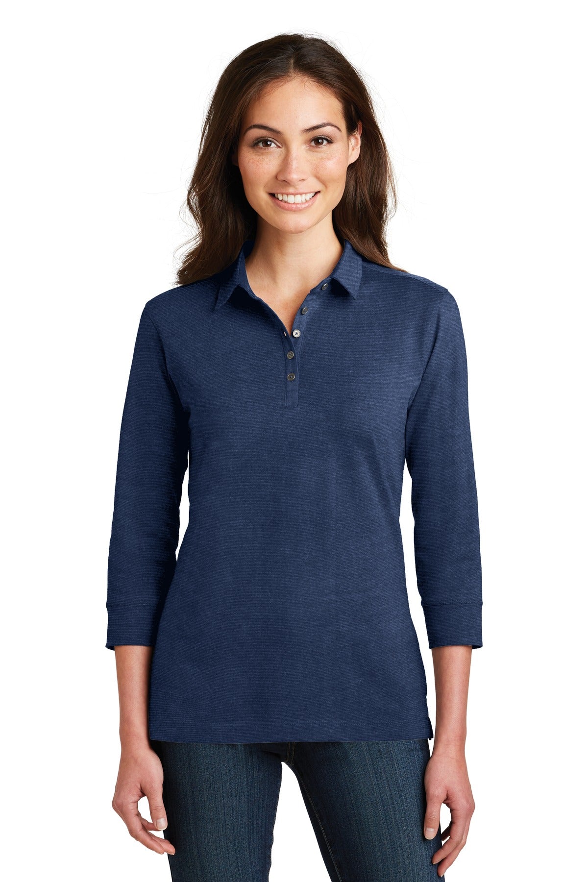 Port Authority Women's 3/4-Sleeve Meridian Cotton Blend Polo. L578 Womens Apparel Shirts & Tops
