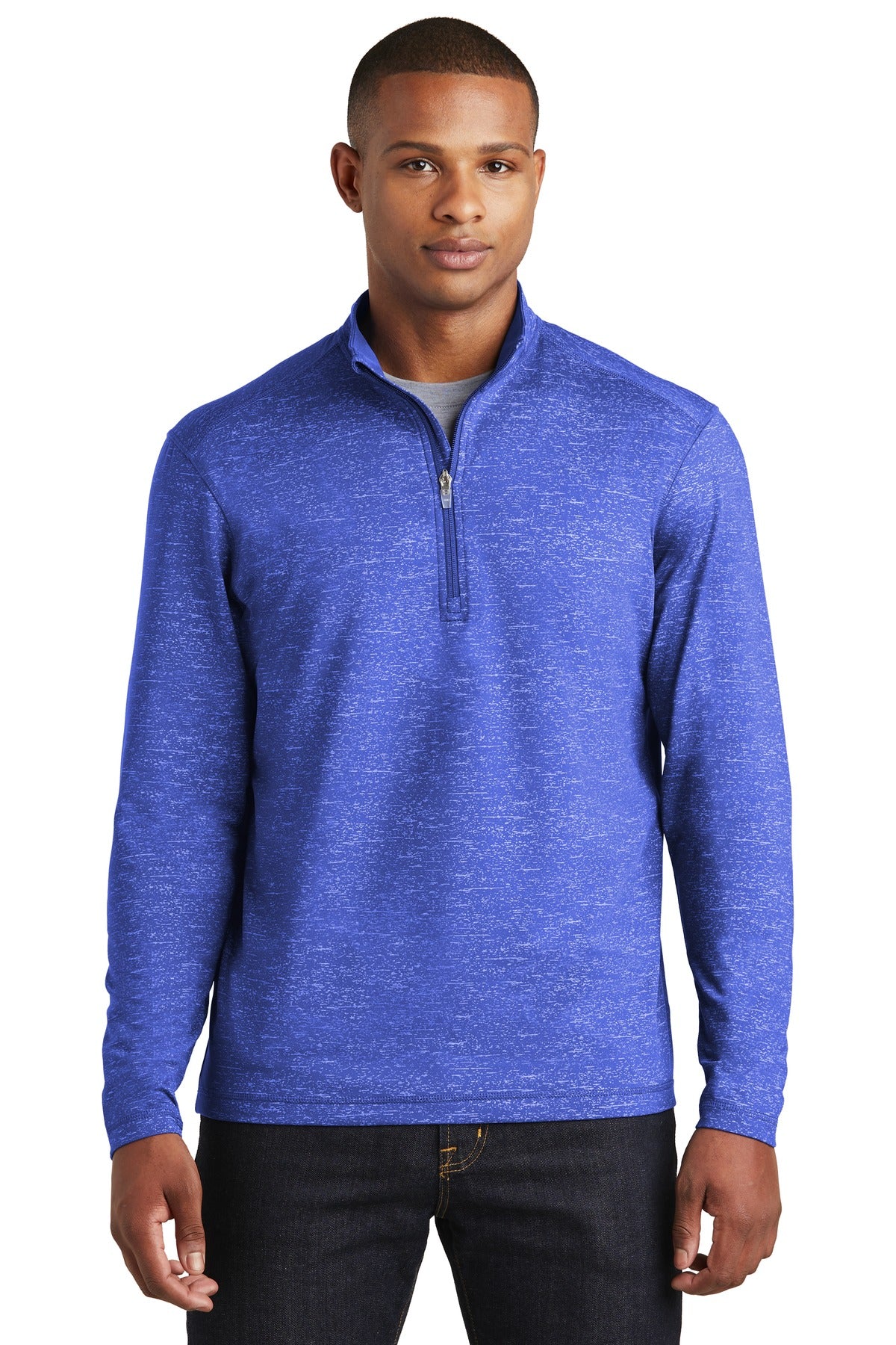 Sport-Tek Men's Sport-Wick Stretch Reflective Heather 1/2-Zip Pullover Mens Apparel Sweatshirts & Fleece