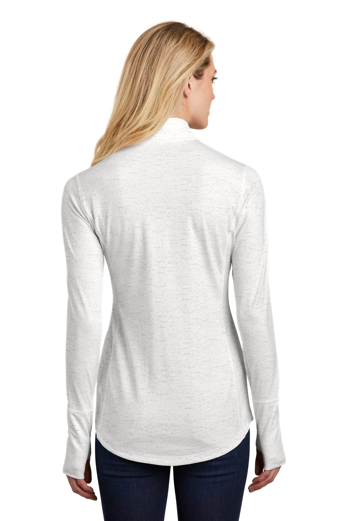 Sport-Tek Women's Sport-Wick Stretch Reflective Heather 1/2-Zip Pullover LST855 Womens Apparel Sweatshirts & Fleece