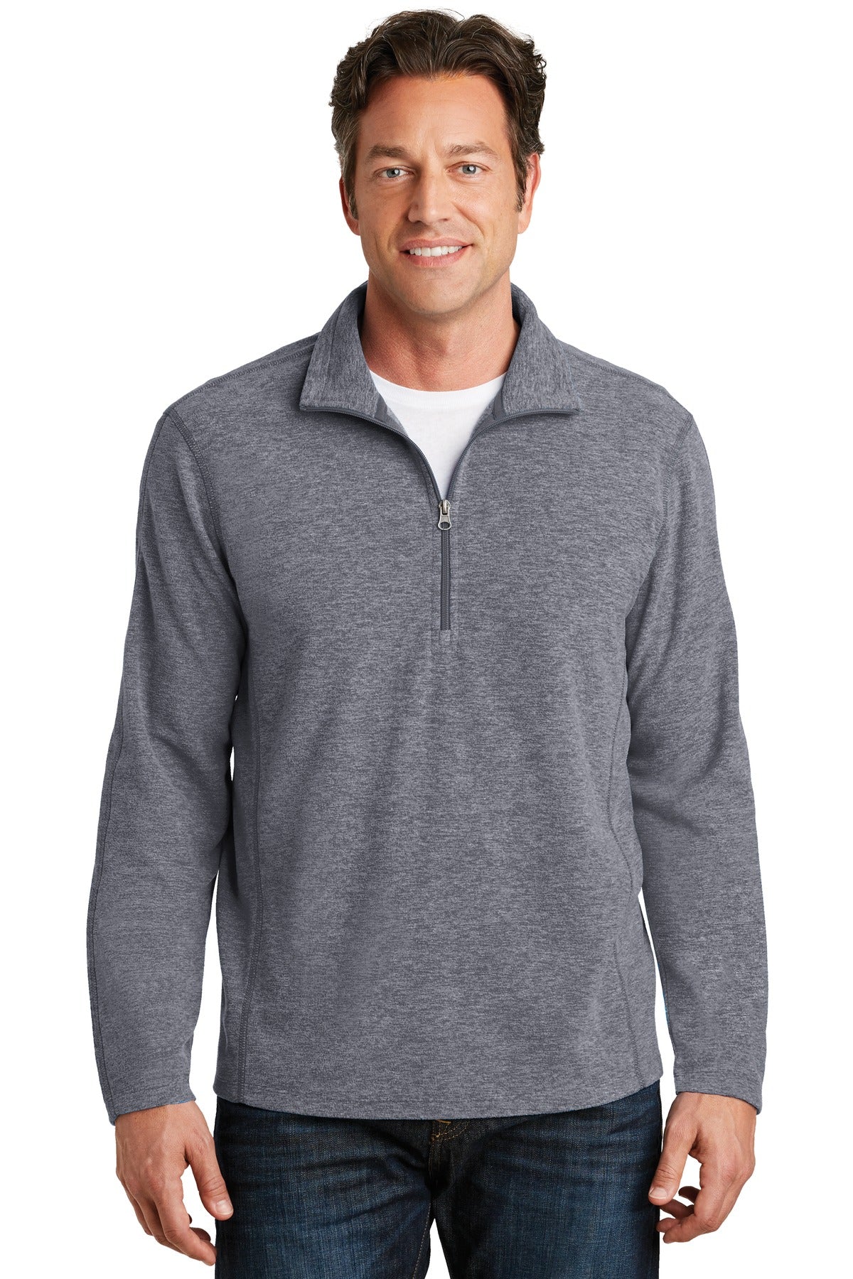 Port Authority Men's Heather Microfleece 1/2-Zip Pullover. F234 Mens Apparel Shirts & Tops