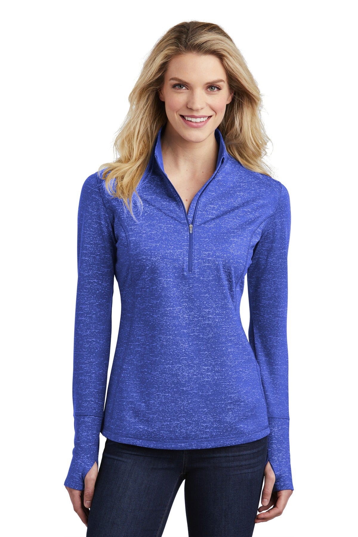 Sport-Tek Women's Sport-Wick Stretch Reflective Heather 1/2-Zip Pullover LST855 Womens Apparel Sweatshirts & Fleece