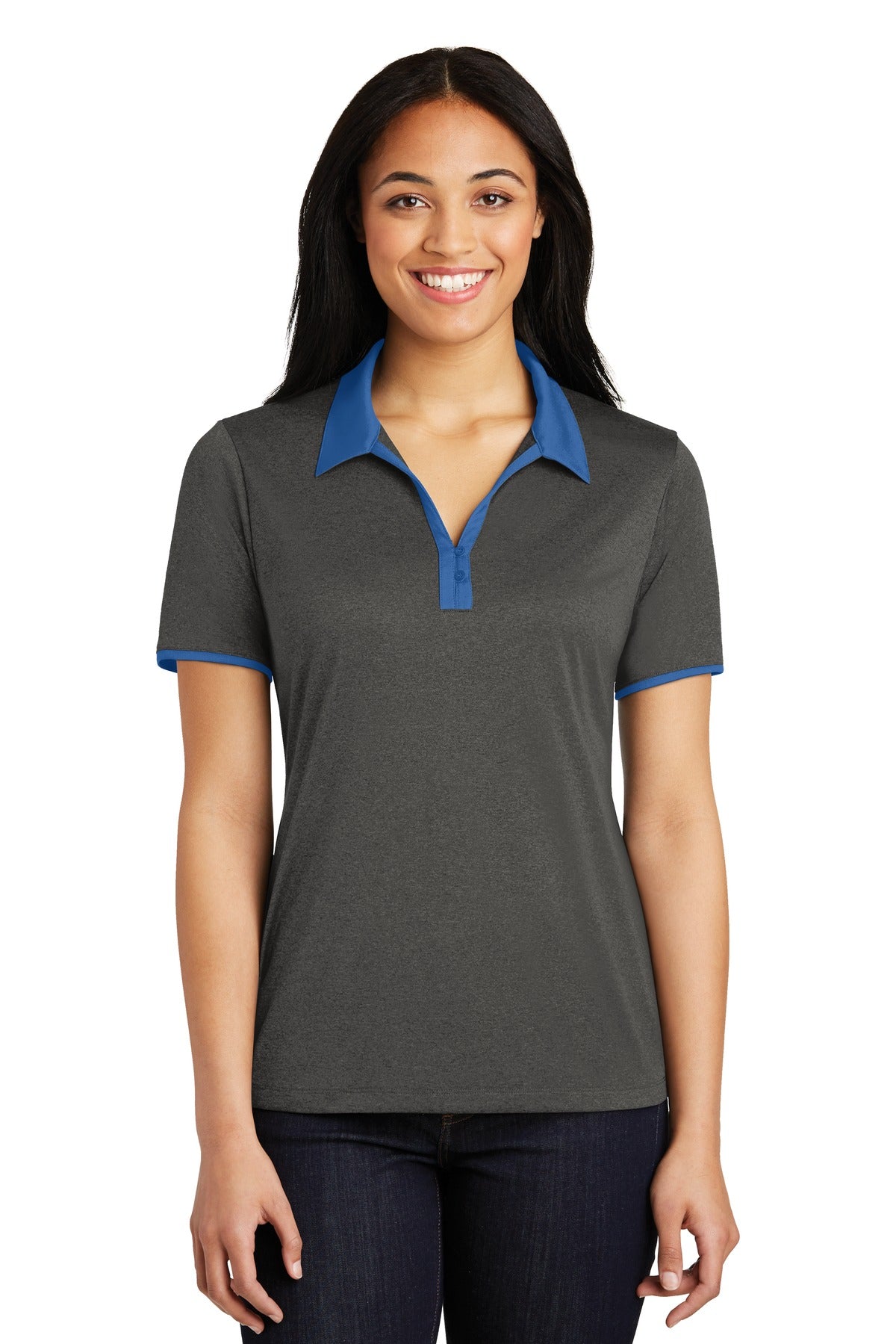 Sport-Tek Women's Heather Contender Contrast Polo LST667 Womens Apparel Shirts & Tops
