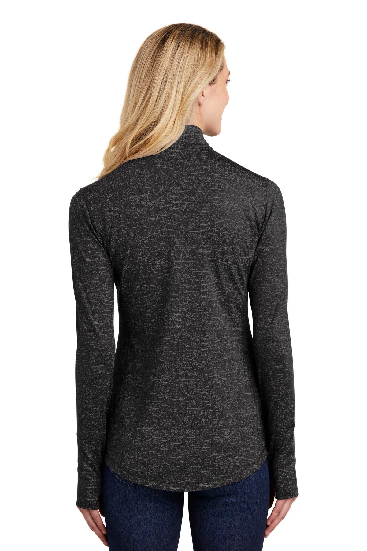 Sport-Tek Women's Sport-Wick Stretch Reflective Heather 1/2-Zip Pullover LST855 Womens Apparel Sweatshirts & Fleece