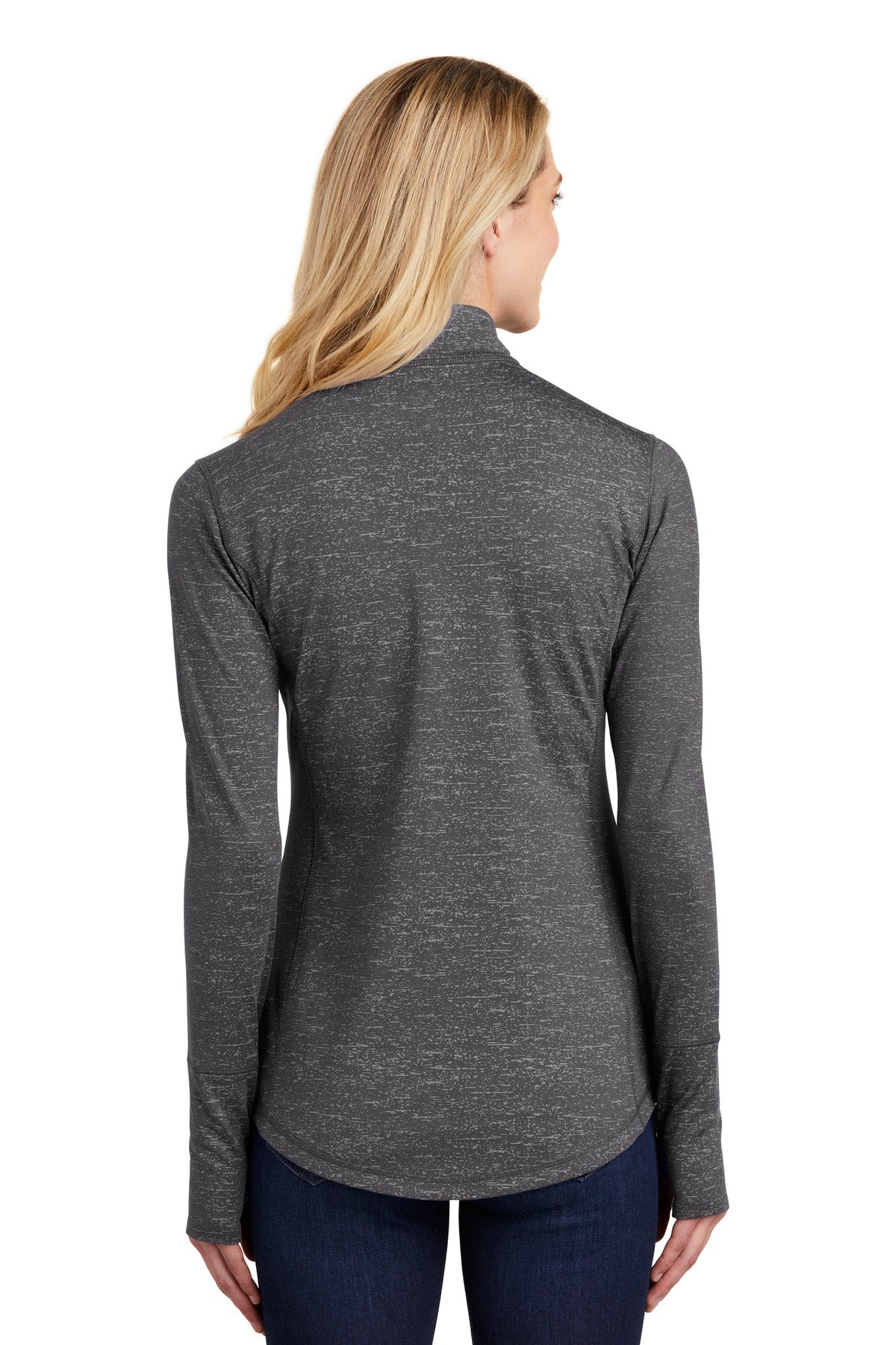 Sport-Tek Women's Sport-Wick Stretch Reflective Heather 1/2-Zip Pullover LST855 Womens Apparel Sweatshirts & Fleece