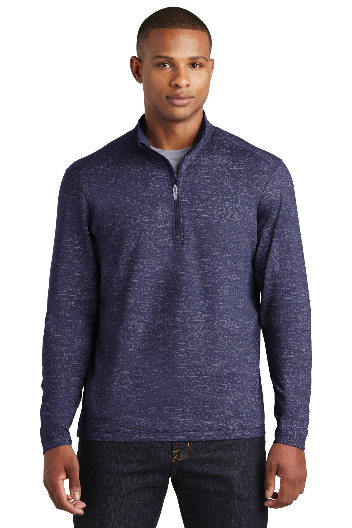 Sport-Tek Men's Sport-Wick Stretch Reflective Heather 1/2-Zip Pullover Mens Apparel Sweatshirts & Fleece
