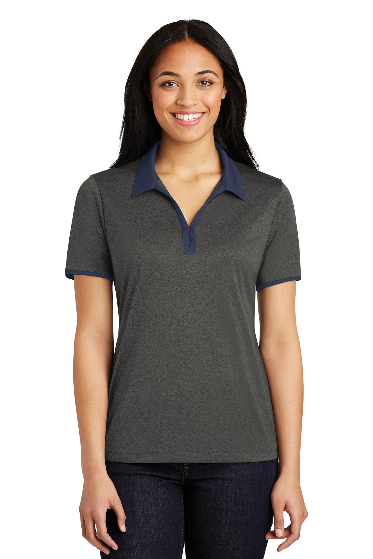 Sport-Tek Women's Heather Contender Contrast Polo LST667 Womens Apparel Shirts & Tops