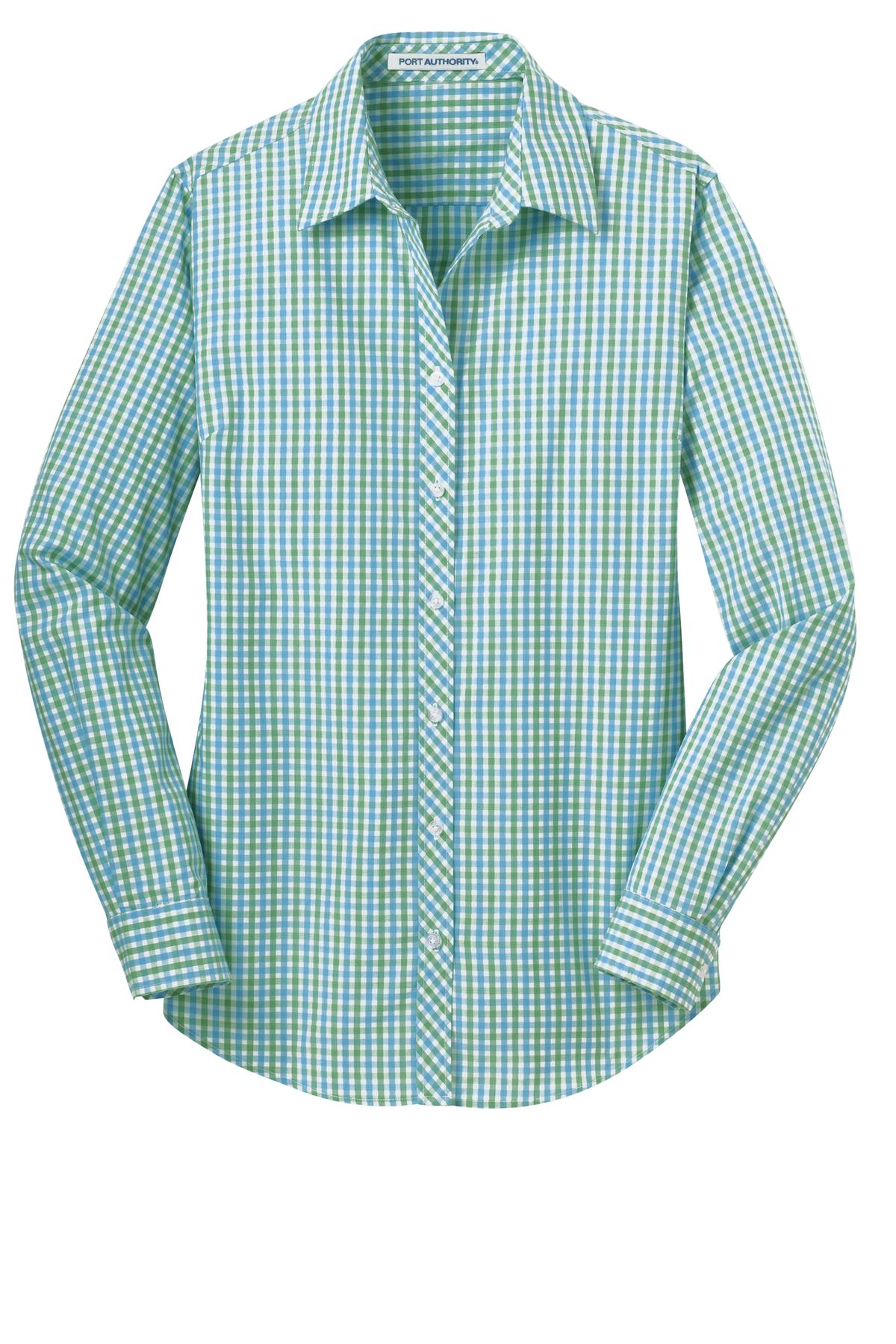 Port Authority Women's Long Sleeve Gingham Easy Care Shirt. L654 Womens Apparel Shirts & Tops