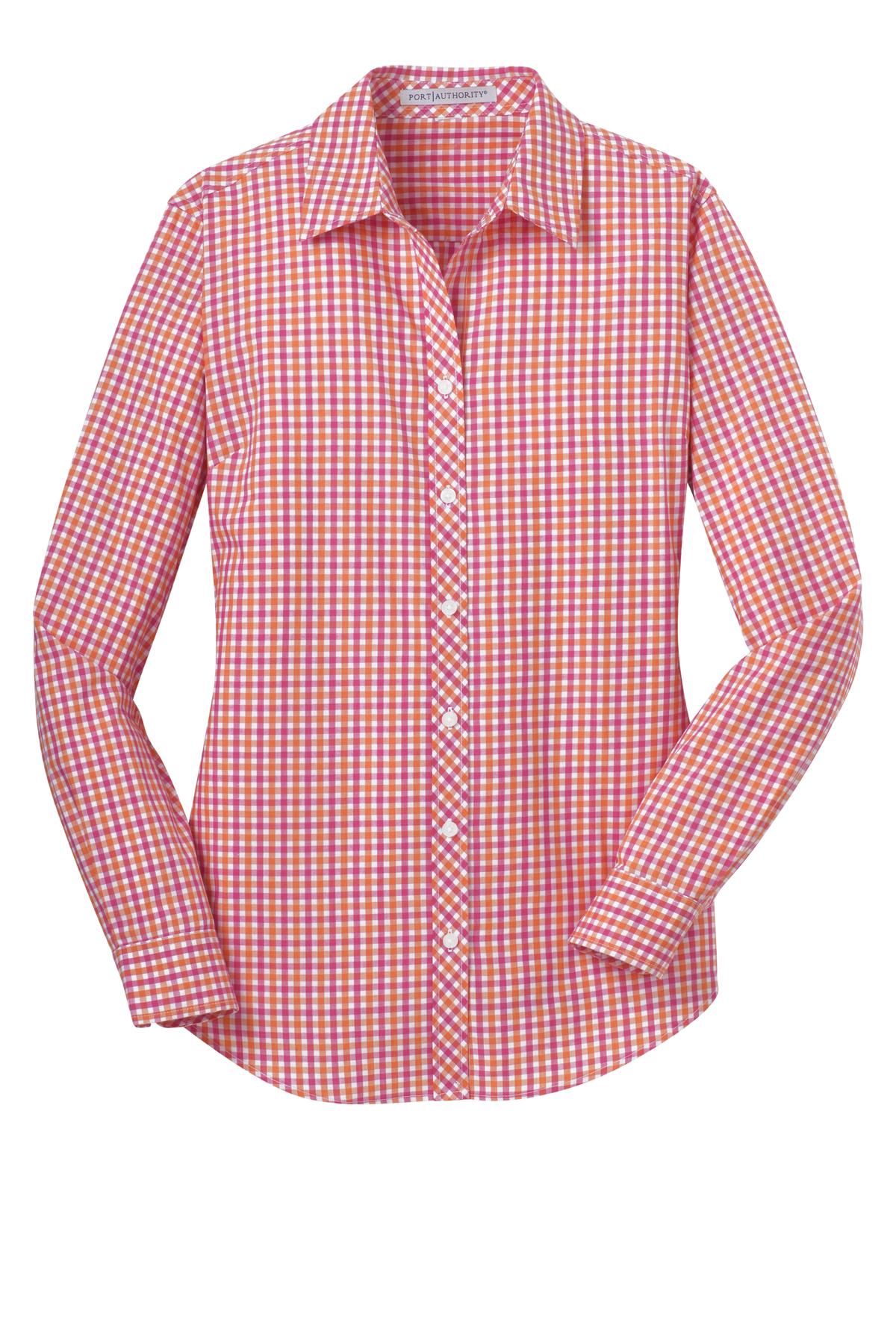 Port Authority Women's Long Sleeve Gingham Easy Care Shirt. L654 Womens Apparel Shirts & Tops