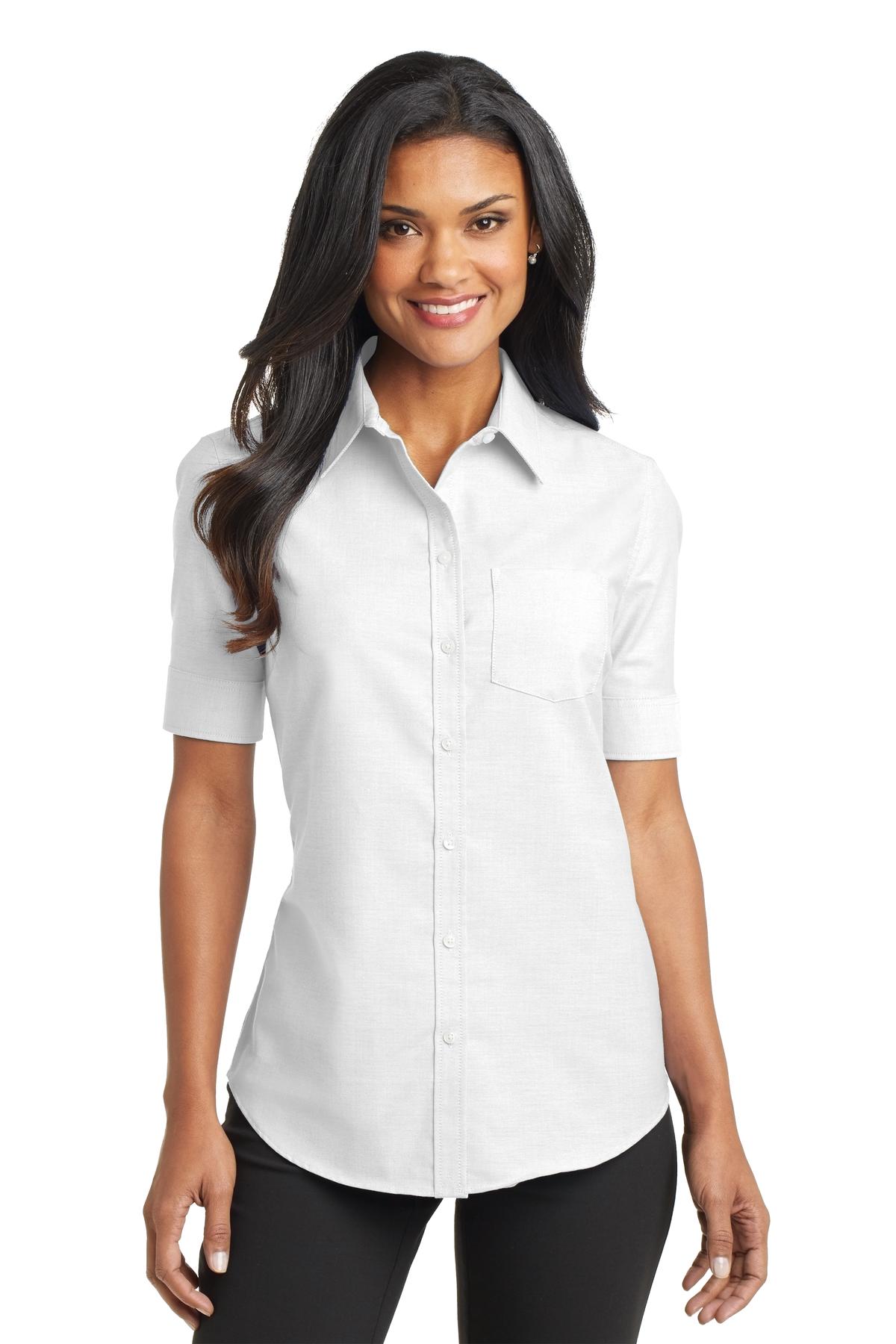 Port Authority Women's Short Sleeve SuperPro Oxford Shirt. L659 Womens Apparel Shirts & Tops