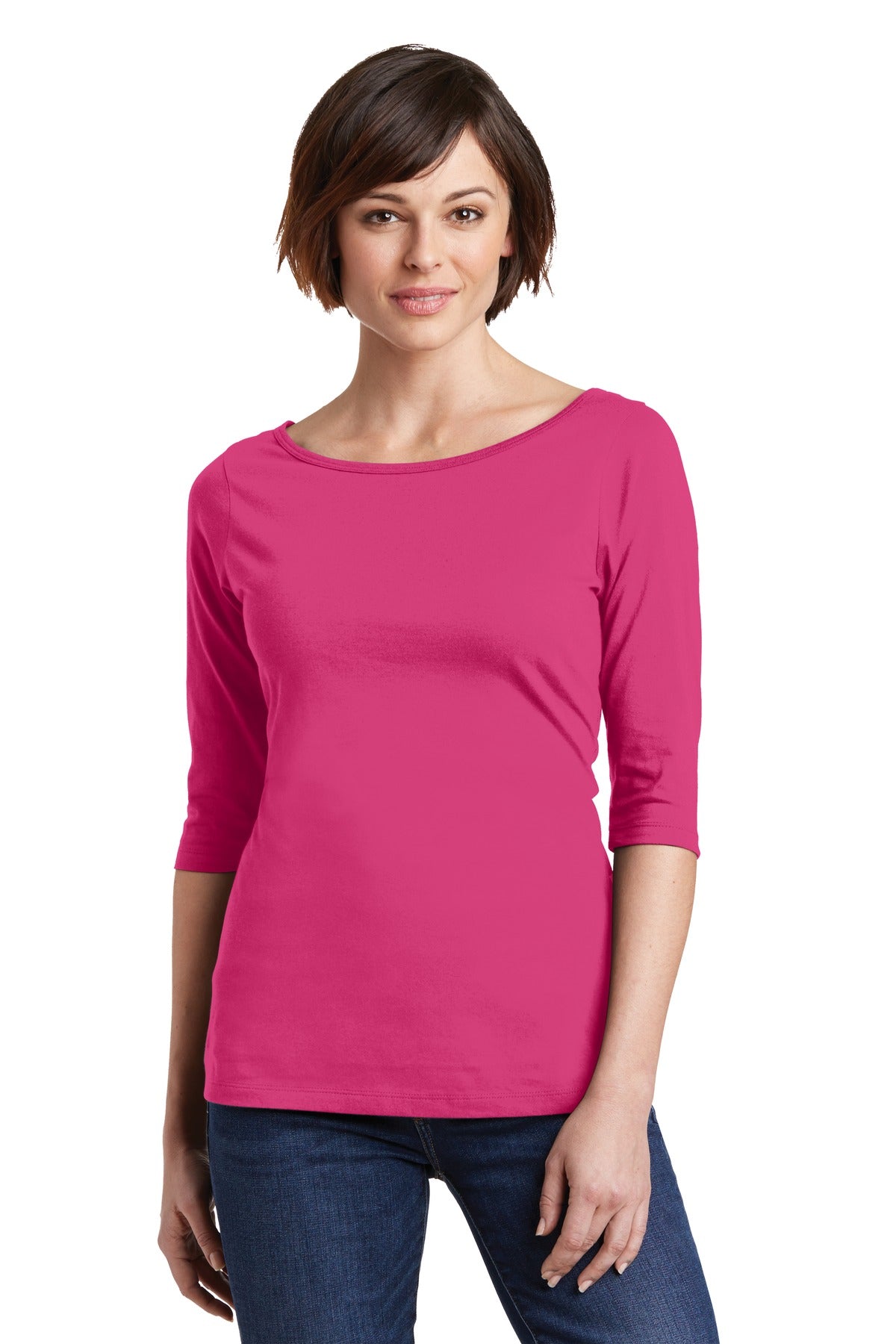 District Women's Perfect Weight 3/4-Sleeve Tee. DM107L Womens Apparel Shirts & Tops