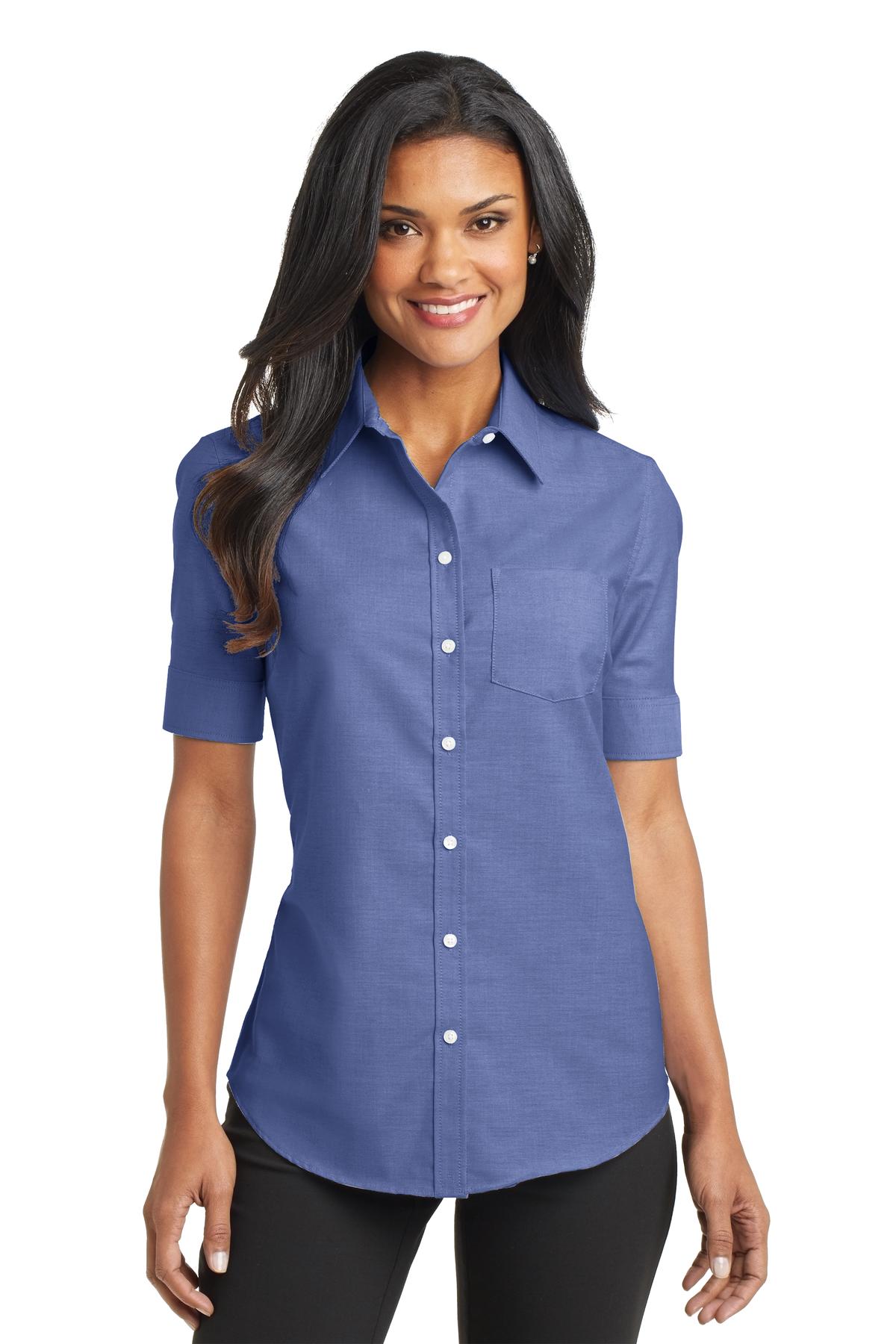 Port Authority Women's Short Sleeve SuperPro Oxford Shirt. L659 Womens Apparel Shirts & Tops