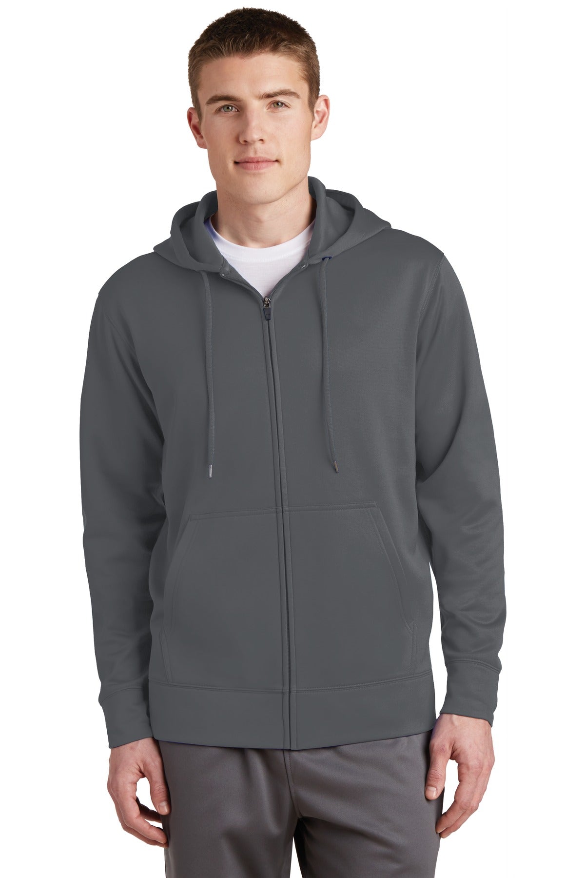 Sport-Tek Men's Sport-Wick Fleece Full-Zip Hooded Jacket Mens Apparel Sweatshirts & Fleece