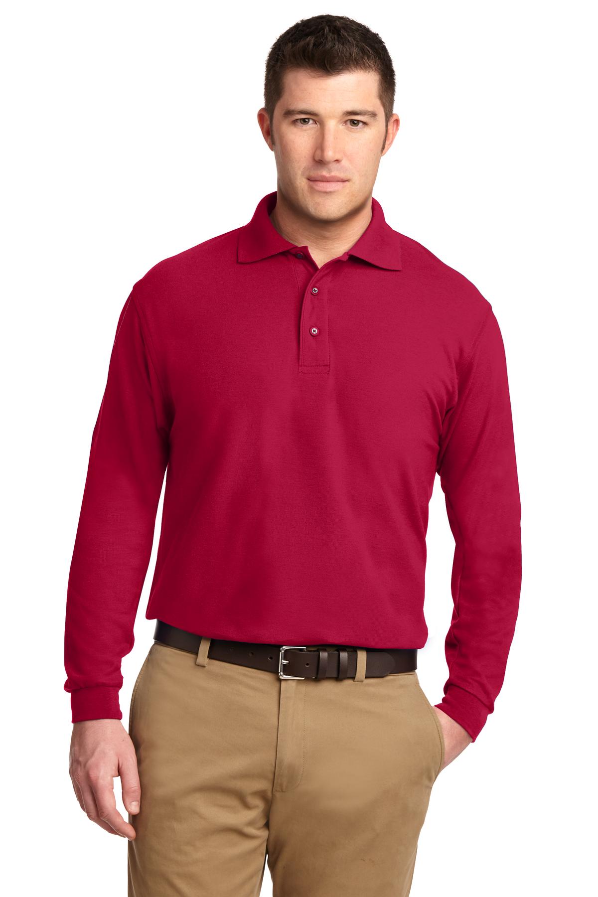 Port Authority Men's Tall Silk Touch Long Sleeve Polo. TLK500LS Mens Apparel Shirts & Tops