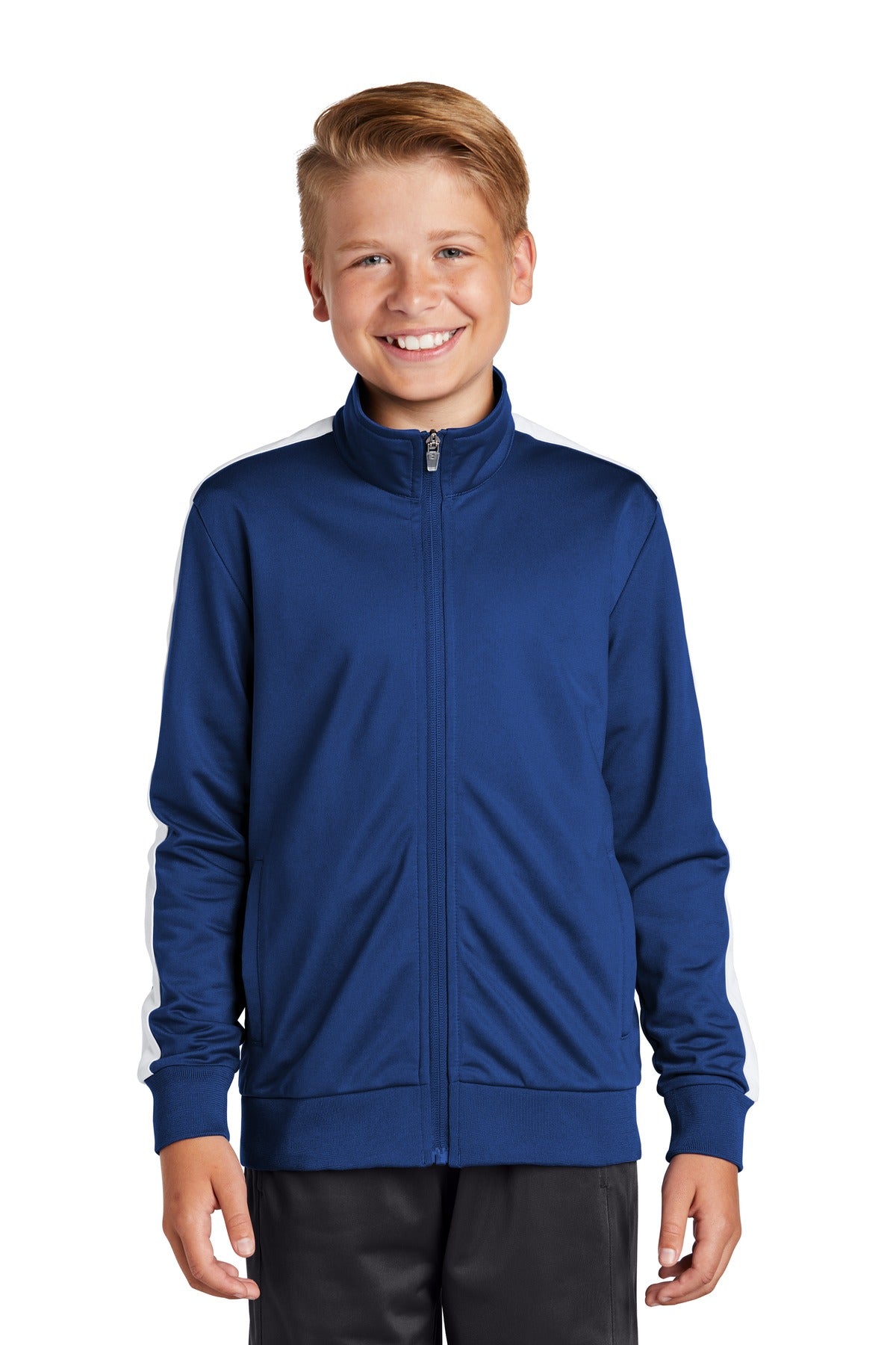 Sport-Tek Youth Tricot Track Jacket YST94 Youth Apparel Jackets & Vests