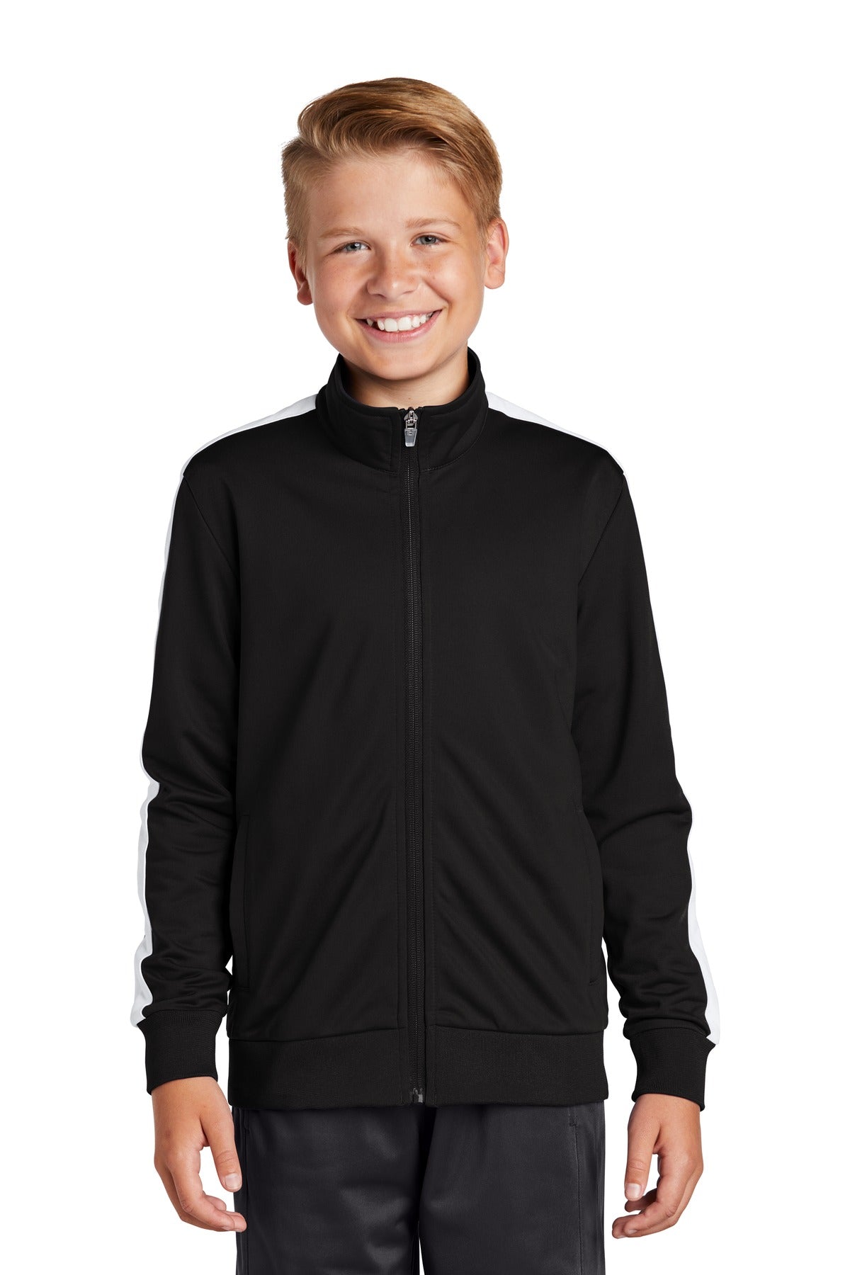 Sport-Tek Youth Tricot Track Jacket YST94 Youth Apparel Jackets & Vests