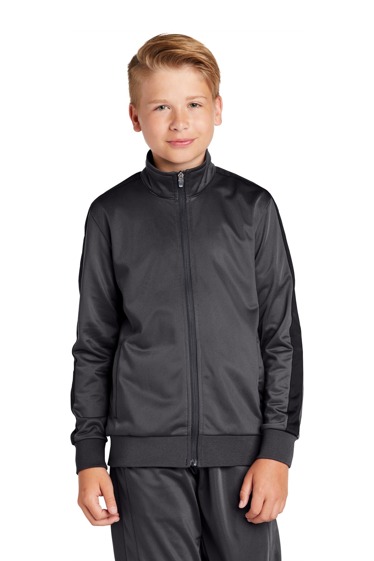 Sport-Tek Youth Tricot Track Jacket YST94 Youth Apparel Jackets & Vests