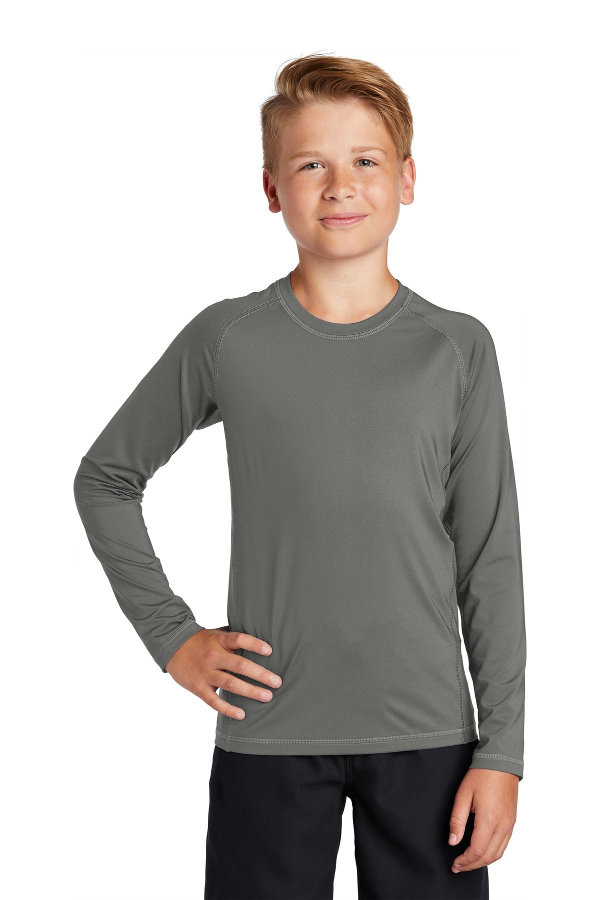 Sport-Tek Youth Long Sleeve Rashguard Tee YST470LS Youth Apparel Shirts & Tops