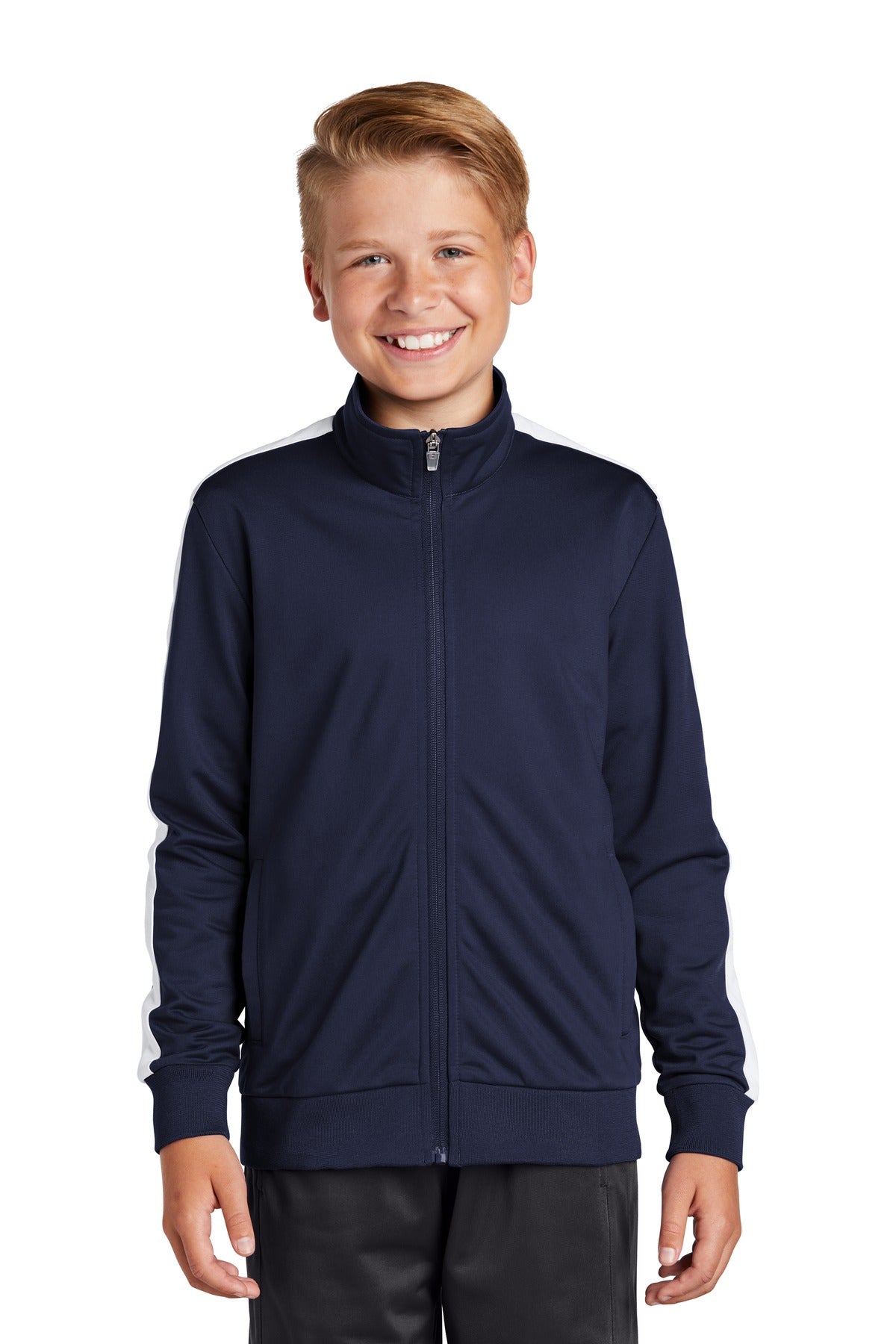Sport-Tek Youth Tricot Track Jacket YST94 Youth Apparel Jackets & Vests