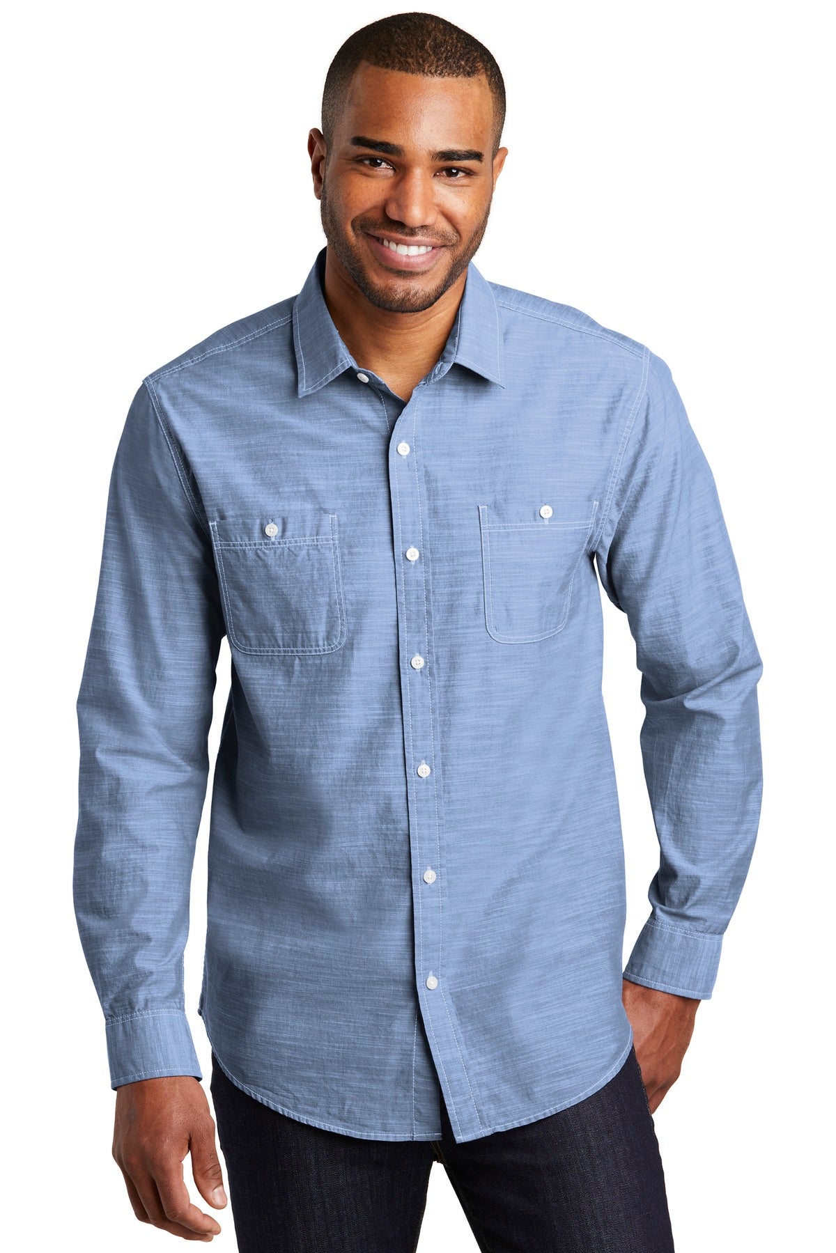 Port Authority Men's Slub Chambray Shirt. W380 Mens Apparel Shirts & Tops