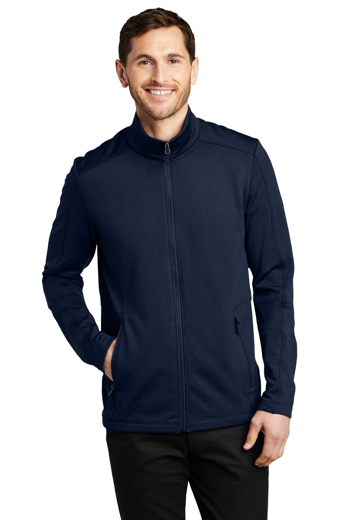 Port Authority Men's Grid Fleece Jacket. F239 Mens Apparel Jackets & Vests