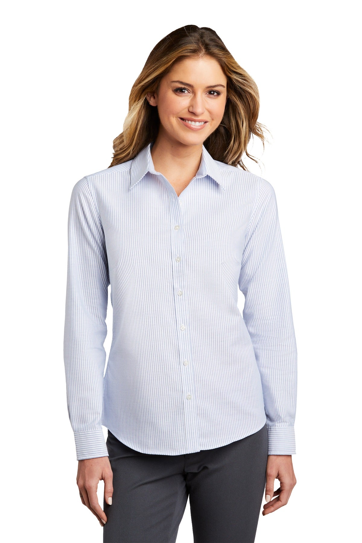 Port Authority Women's SuperPro Oxford Stripe Shirt. LW657 Womens Apparel Shirts & Tops