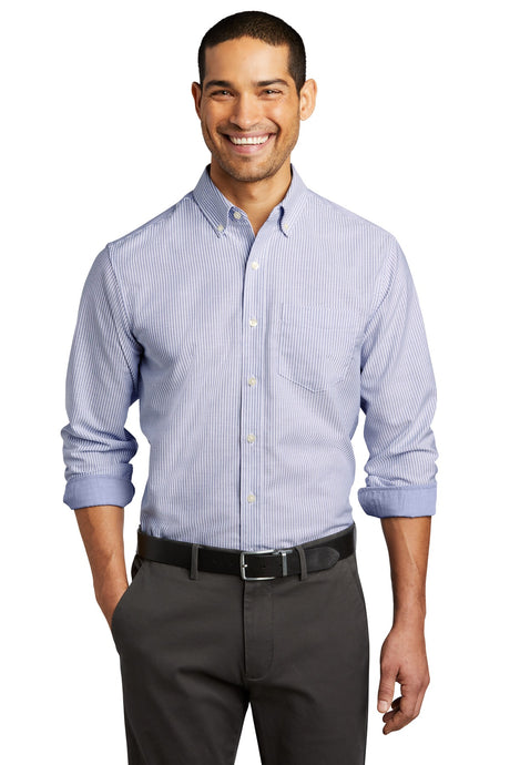 Port Authority Men's SuperPro Oxford Stripe Shirt. W657 Mens Apparel Shirts & Tops