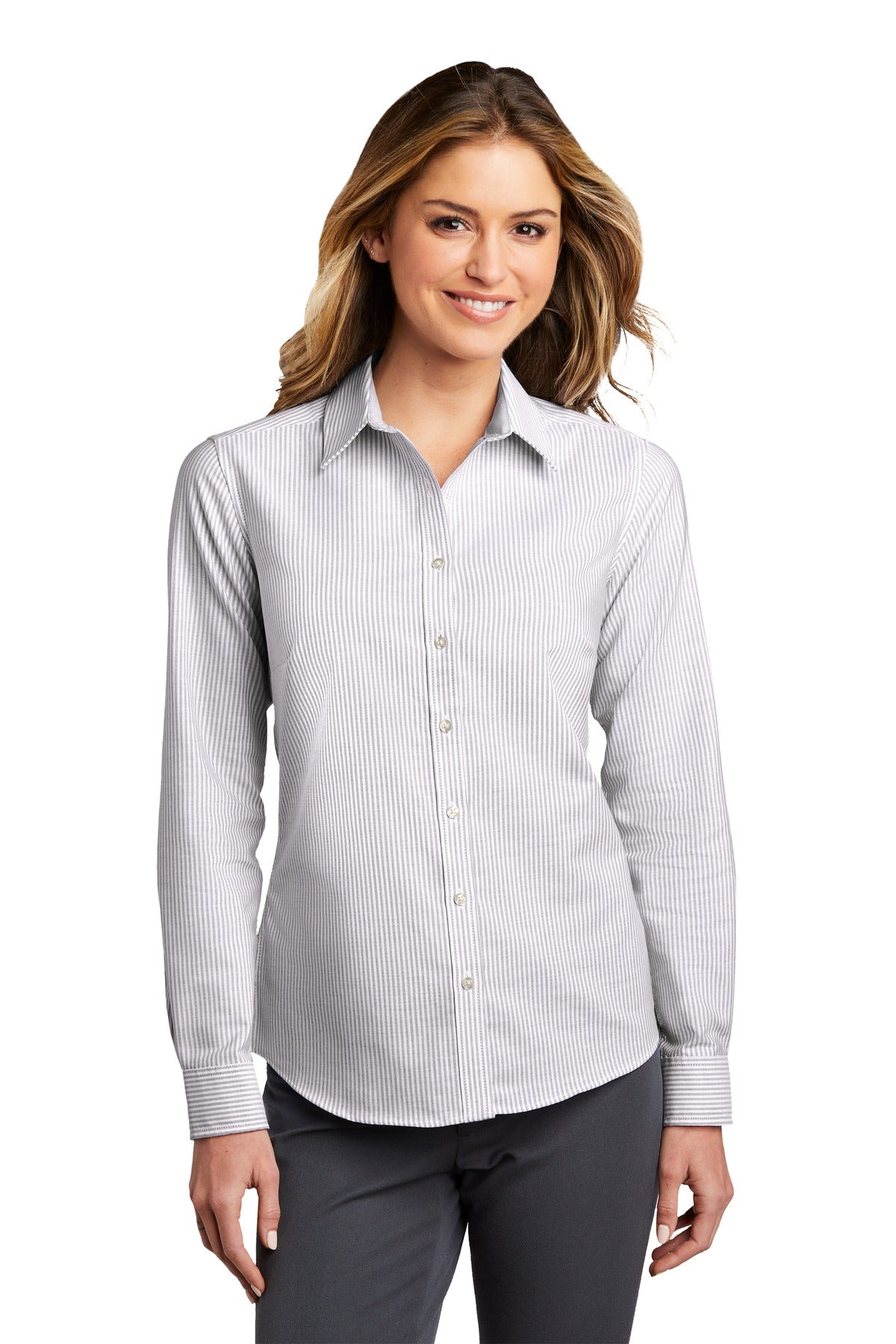 Port Authority Women's SuperPro Oxford Stripe Shirt. LW657 Womens Apparel Shirts & Tops
