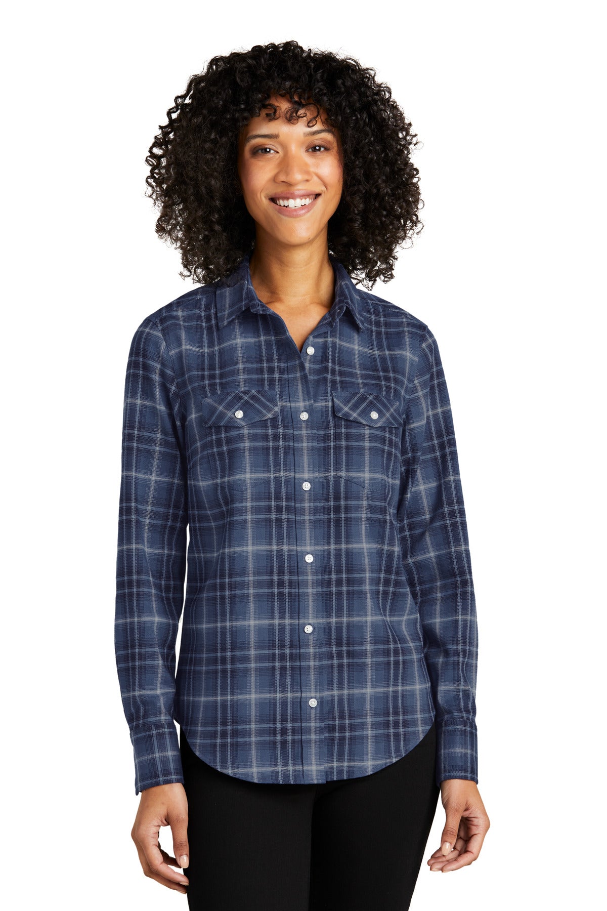 Port Authority Women's Long Sleeve Ombre Plaid Shirt LW672 Womens Apparel Shirts & Tops