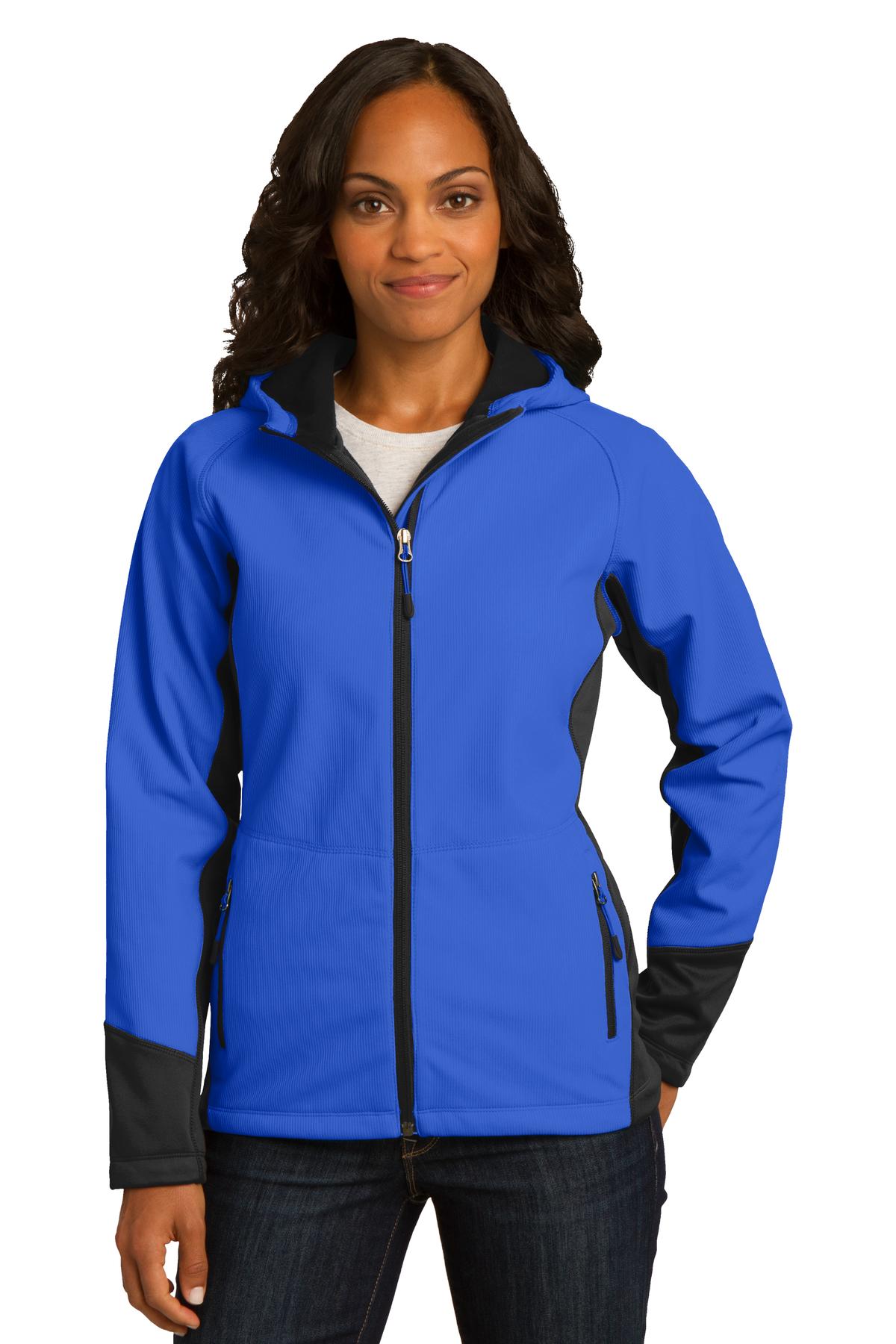 Port Authority Ladies Vertical Hooded Soft Shell Jacket. L319 Womens Apparel Jackets & Vests