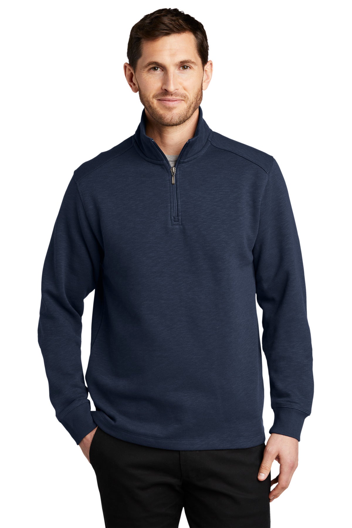 Port Authority Men's Slub Fleece 1/4-Zip Pullover. F295 Mens Apparel Sweatshirts & Fleece