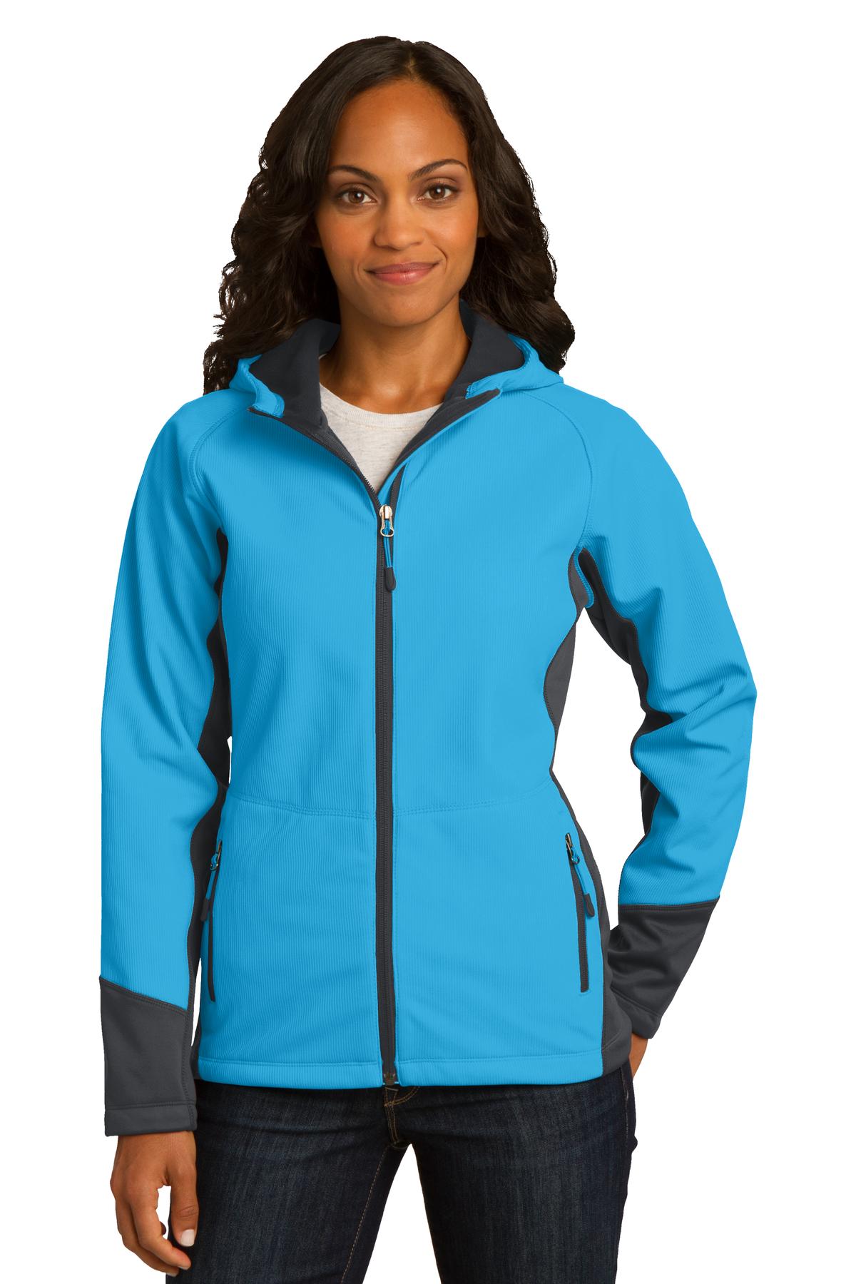 Port Authority Ladies Vertical Hooded Soft Shell Jacket. L319 Womens Apparel Jackets & Vests