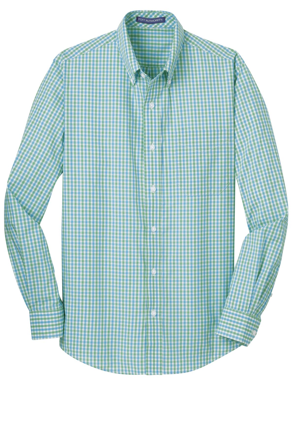 Port Authority Men's Long Sleeve Gingham Easy Care Shirt. S654 Mens Apparel Shirts & Tops
