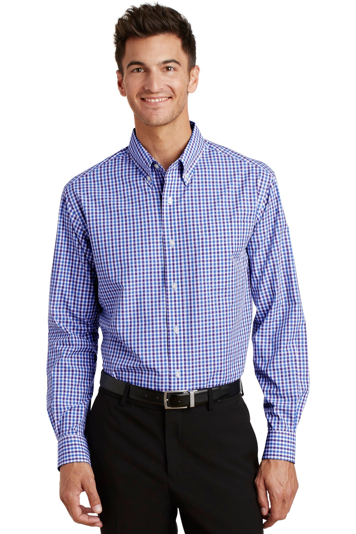 Port Authority Men's Long Sleeve Gingham Easy Care Shirt. S654 Mens Apparel Shirts & Tops