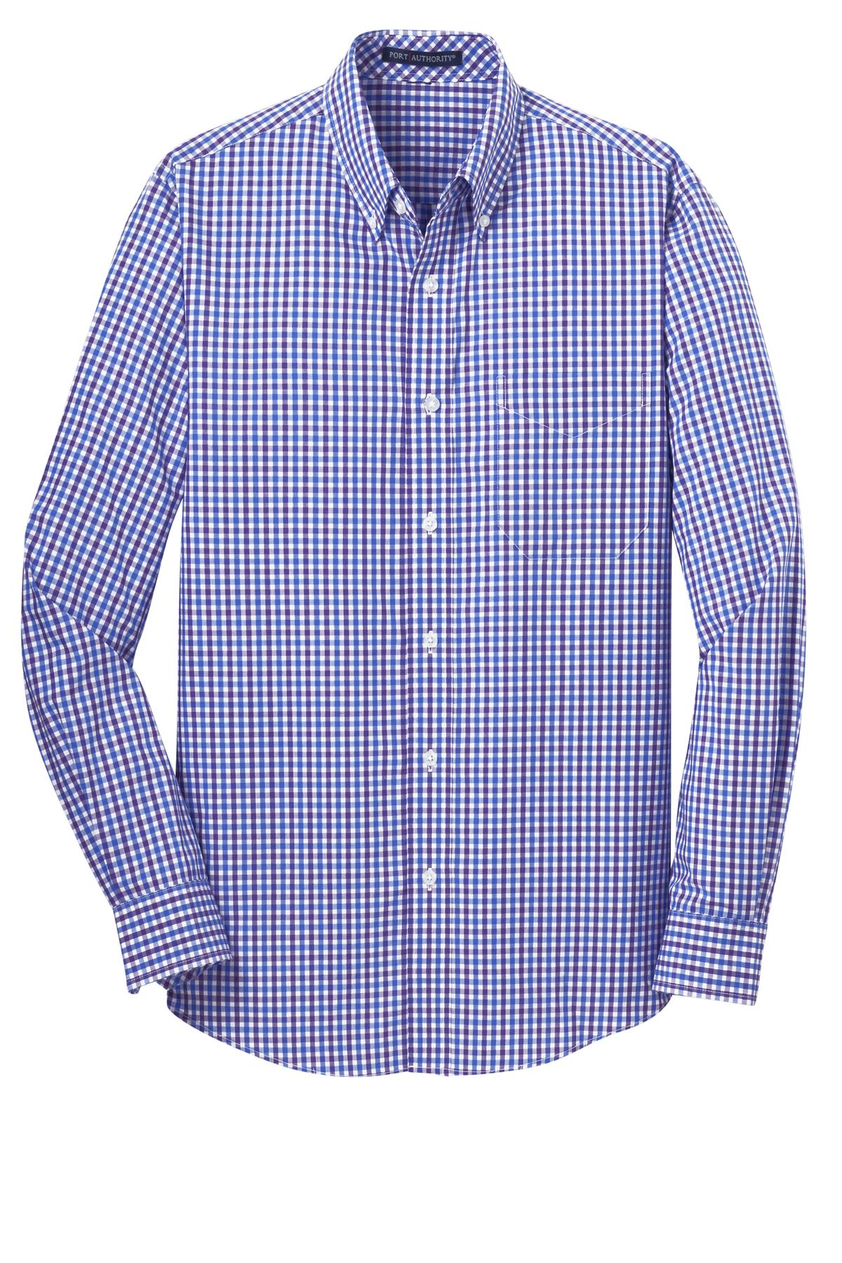 Port Authority Men's Long Sleeve Gingham Easy Care Shirt. S654 Mens Apparel Shirts & Tops
