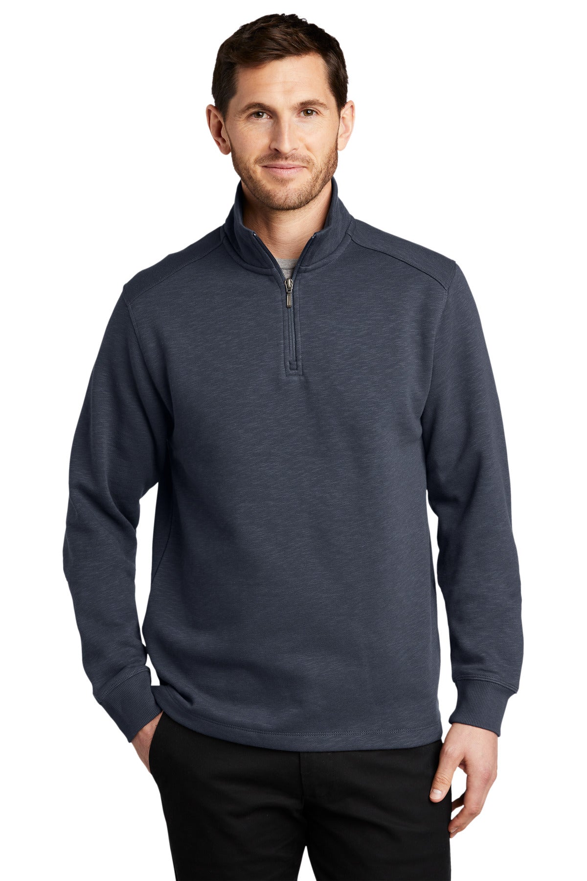 Port Authority Men's Slub Fleece 1/4-Zip Pullover. F295 Mens Apparel Sweatshirts & Fleece