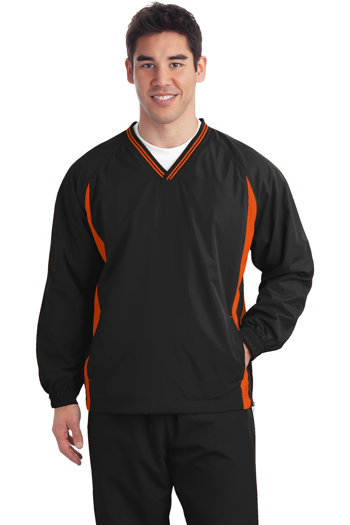 Sport-Tek Tall Tipped V-Neck Raglan Wind Shirt. TJST62 Mens Apparel Sweatshirts & Fleece