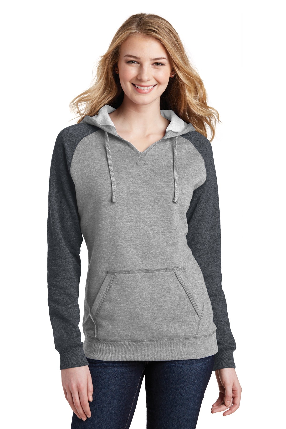 District Women's Lightweight Fleece Raglan Hoodie. DT296 Womens Apparel Sweatshirts & Fleece
