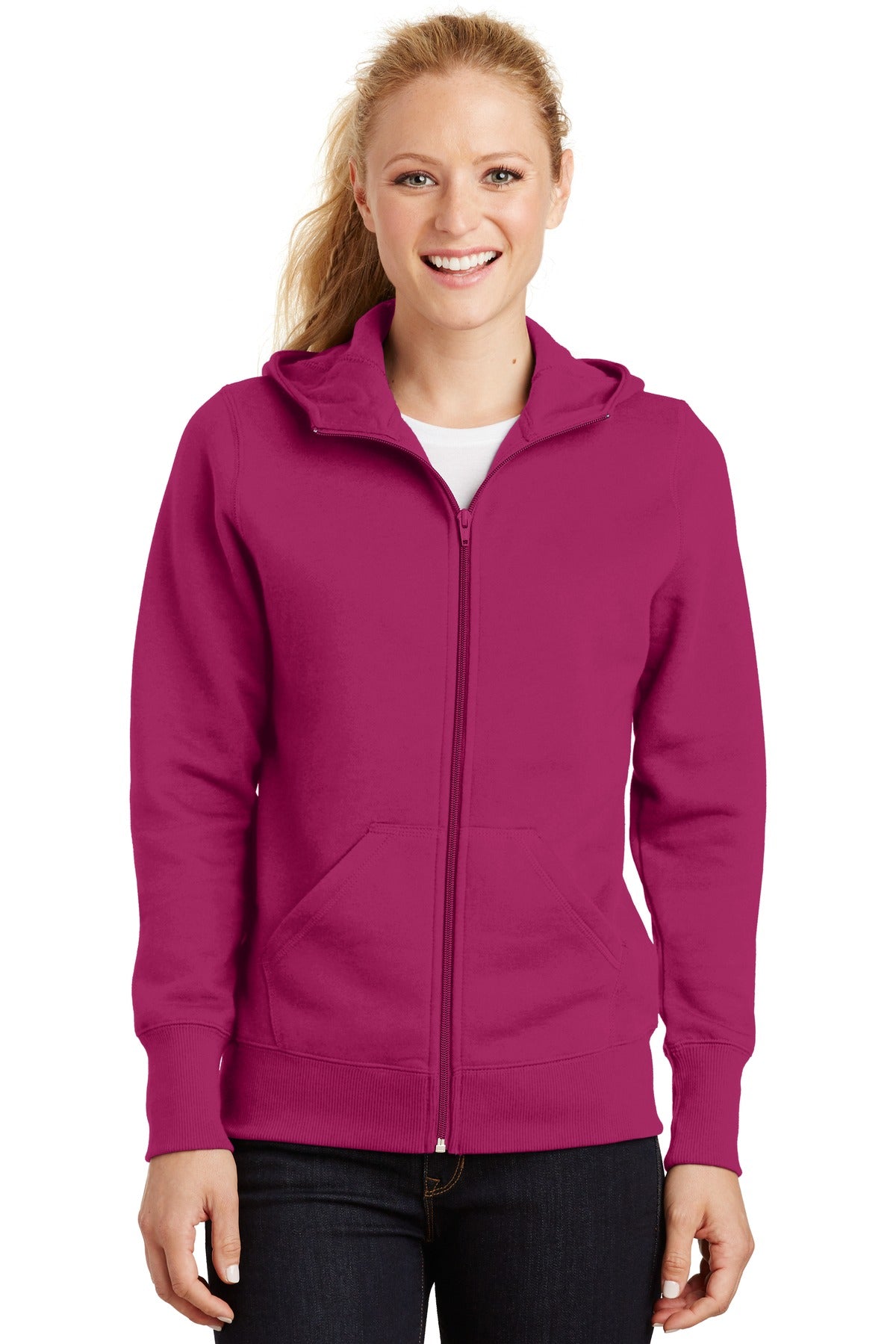 Sport-Tek Ladies Full-Zip Hooded Fleece Jacket. L265 Womens Apparel Sweatshirts & Fleece