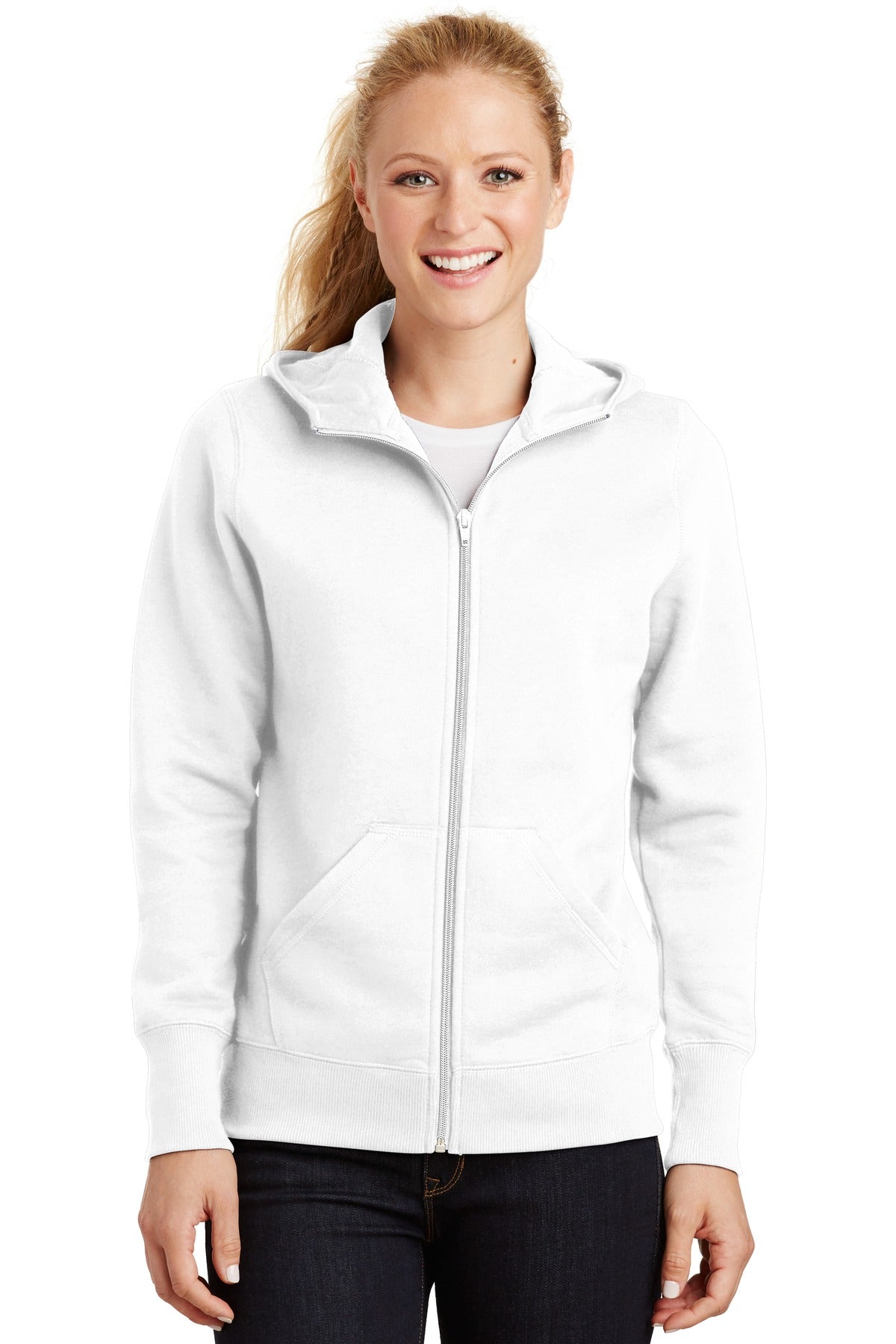 Sport-Tek Ladies Full-Zip Hooded Fleece Jacket. L265 Womens Apparel Sweatshirts & Fleece